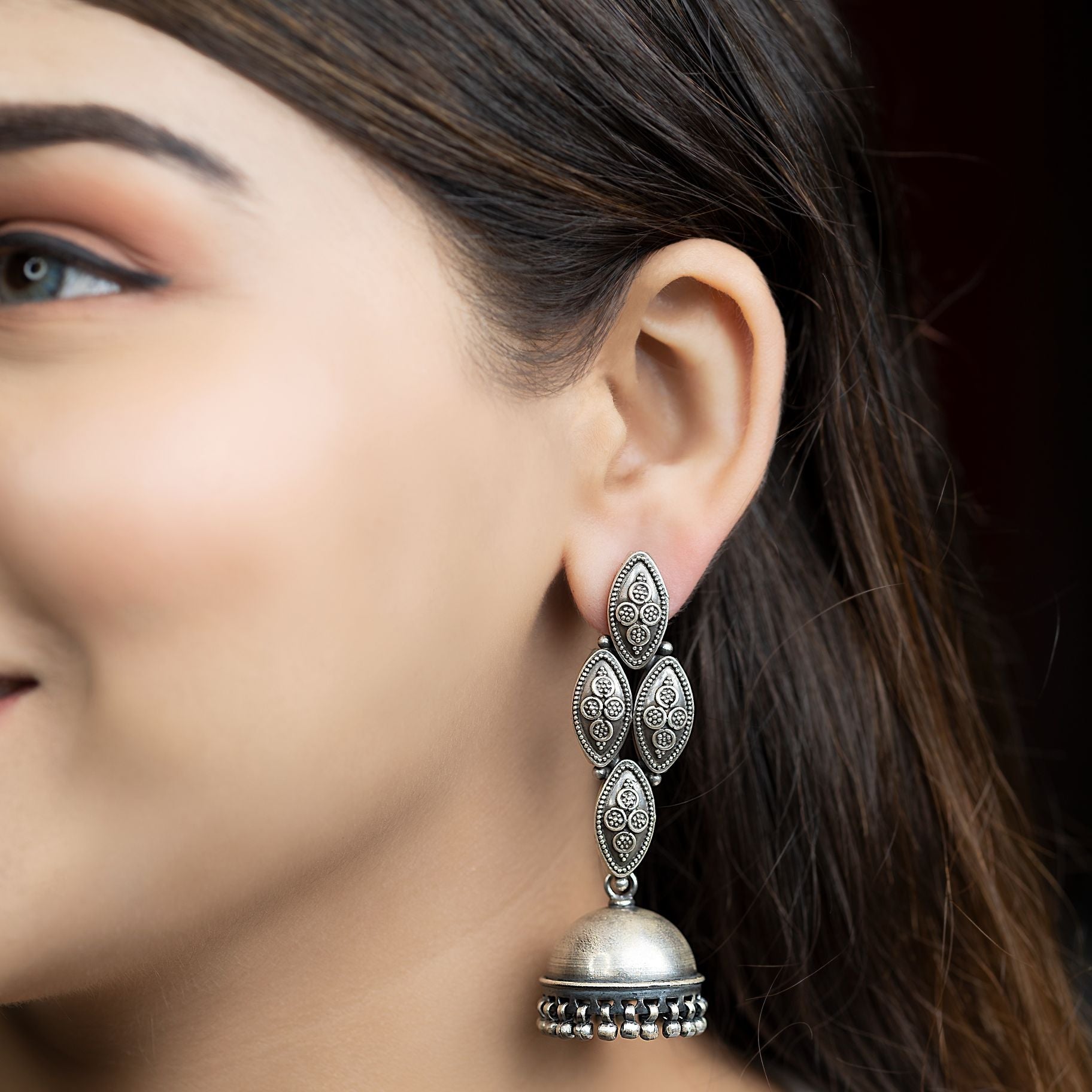 Petal Shaped Long Jhumka silverhousebyrj