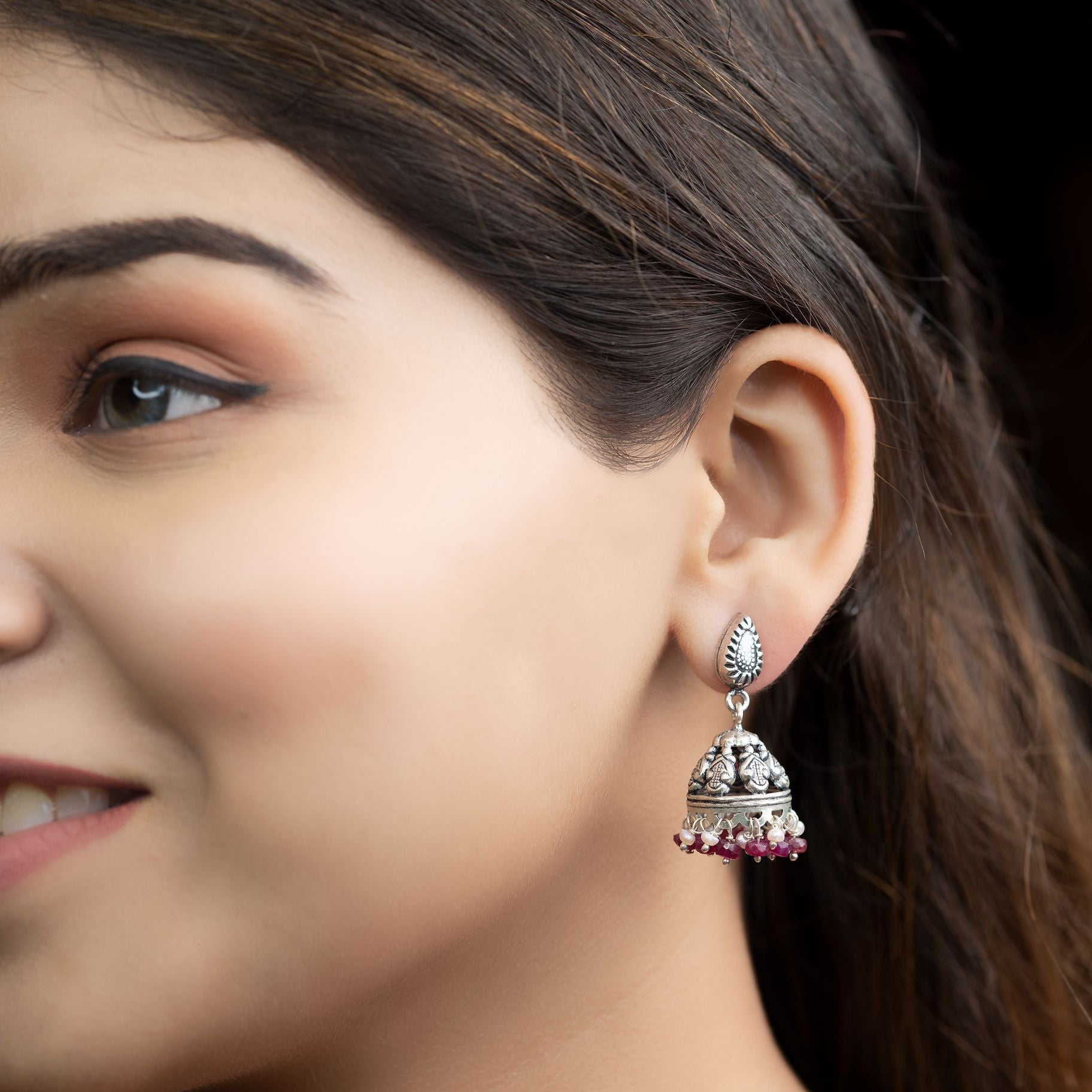 Petite Dual-Tone Jhumki Earrings silverhousebyrj