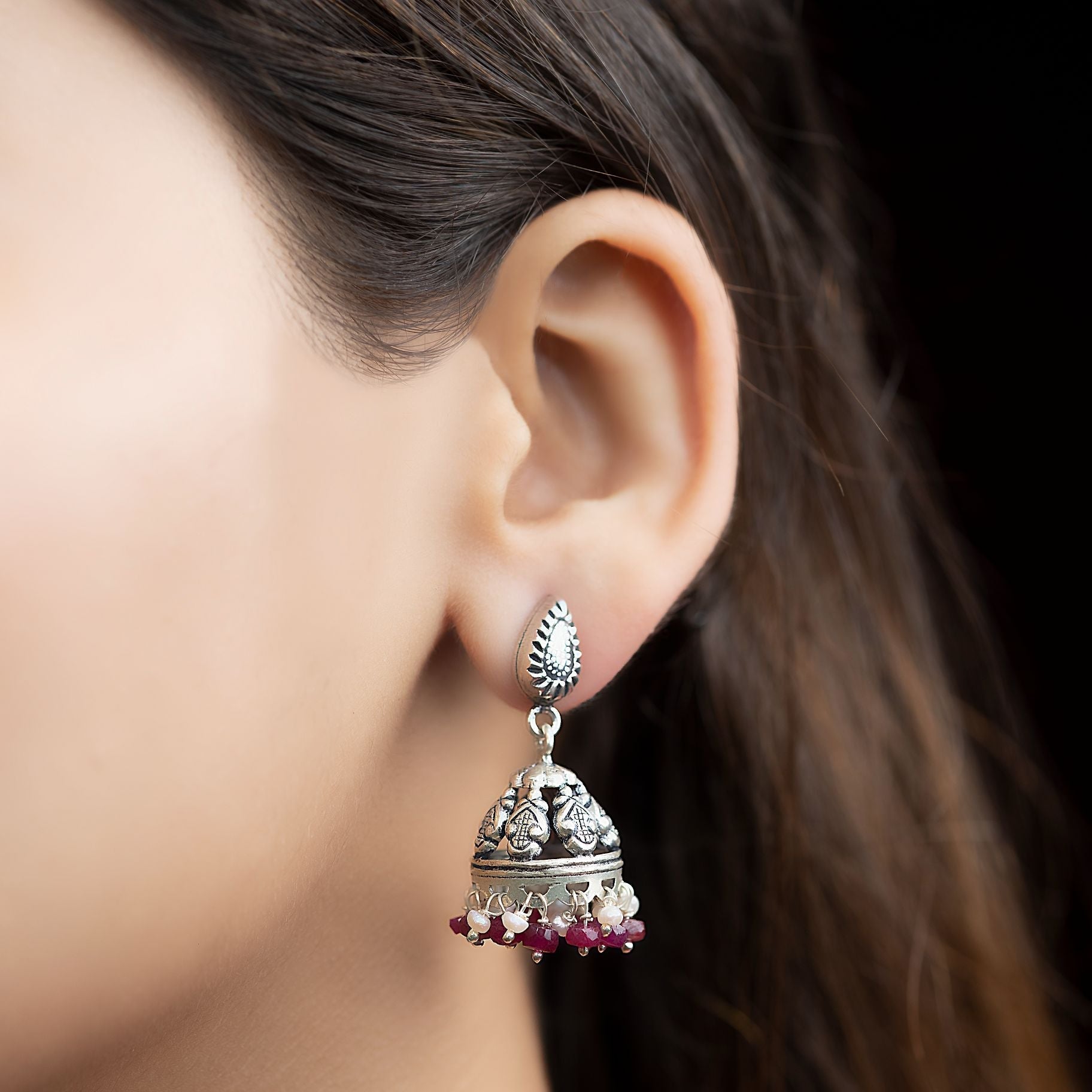 Petite Dual-Tone Jhumki Earrings silverhousebyrj