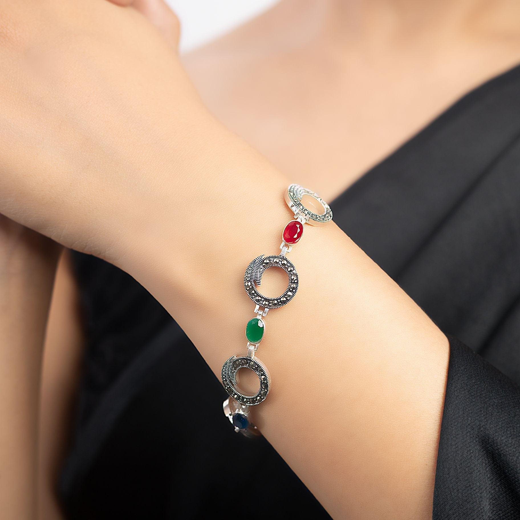 Pretty Marcasite Round Bracelet silverhousebyrj