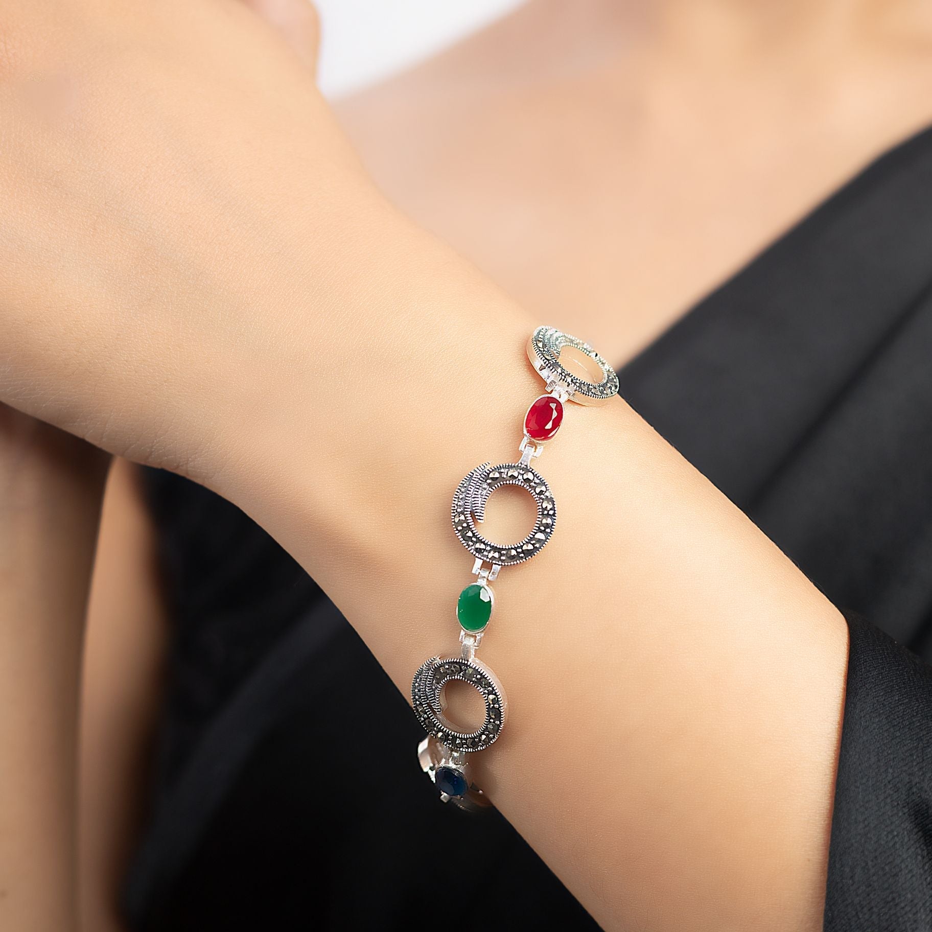 Pretty Marcasite Round Bracelet silverhousebyrj