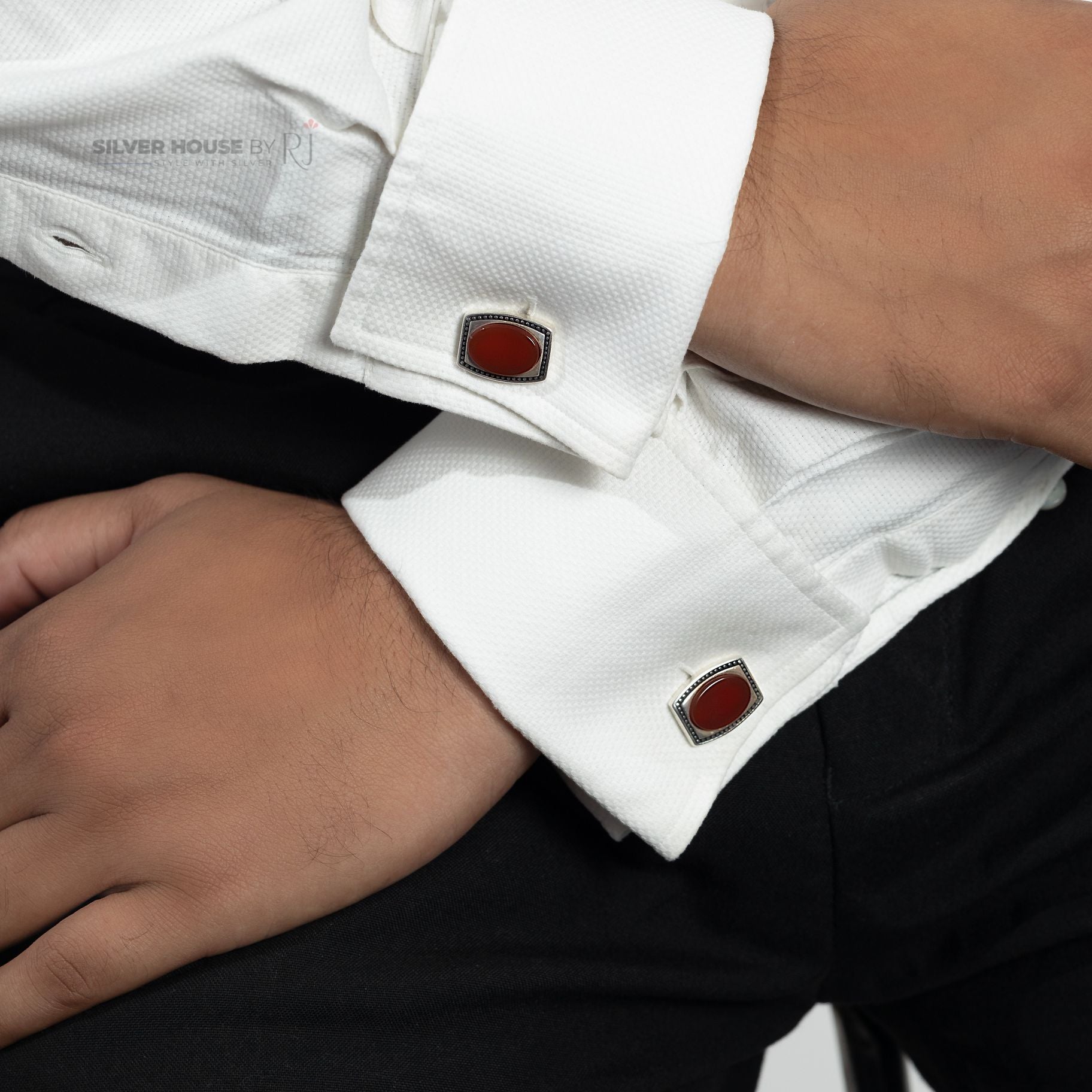Red Agate Cufflinks silverhousebyrj