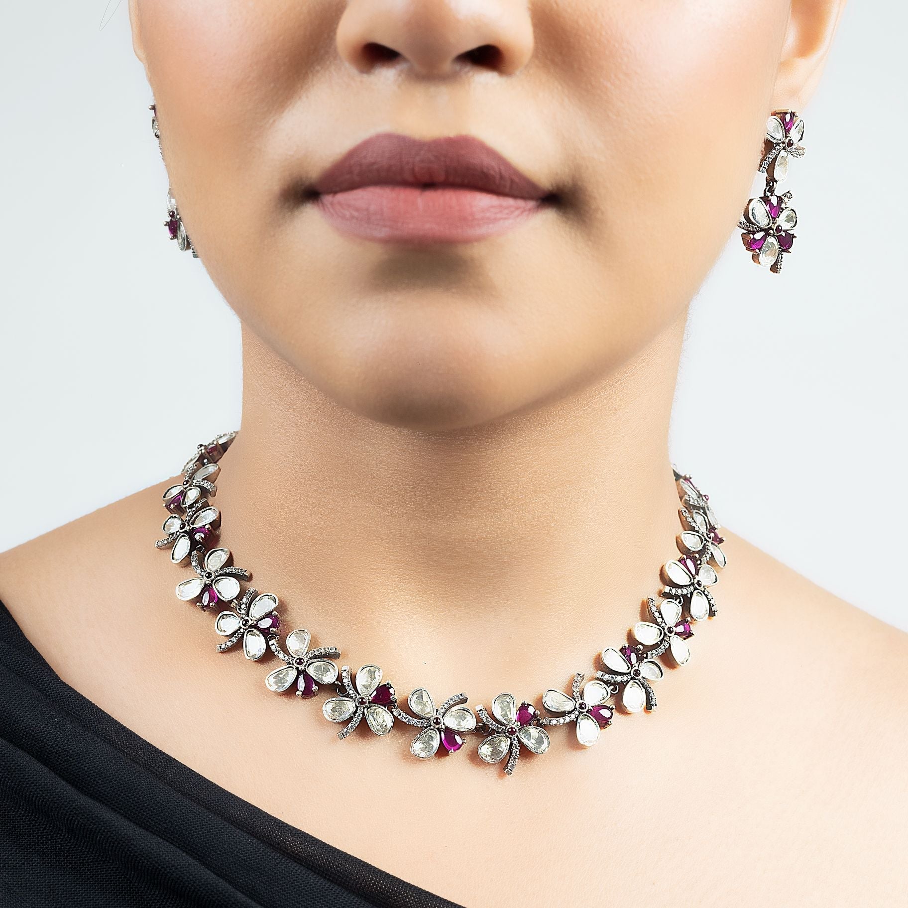 Regal Radiance: Exquisite Polki Silver Jewelry Set silverhousebyrj
