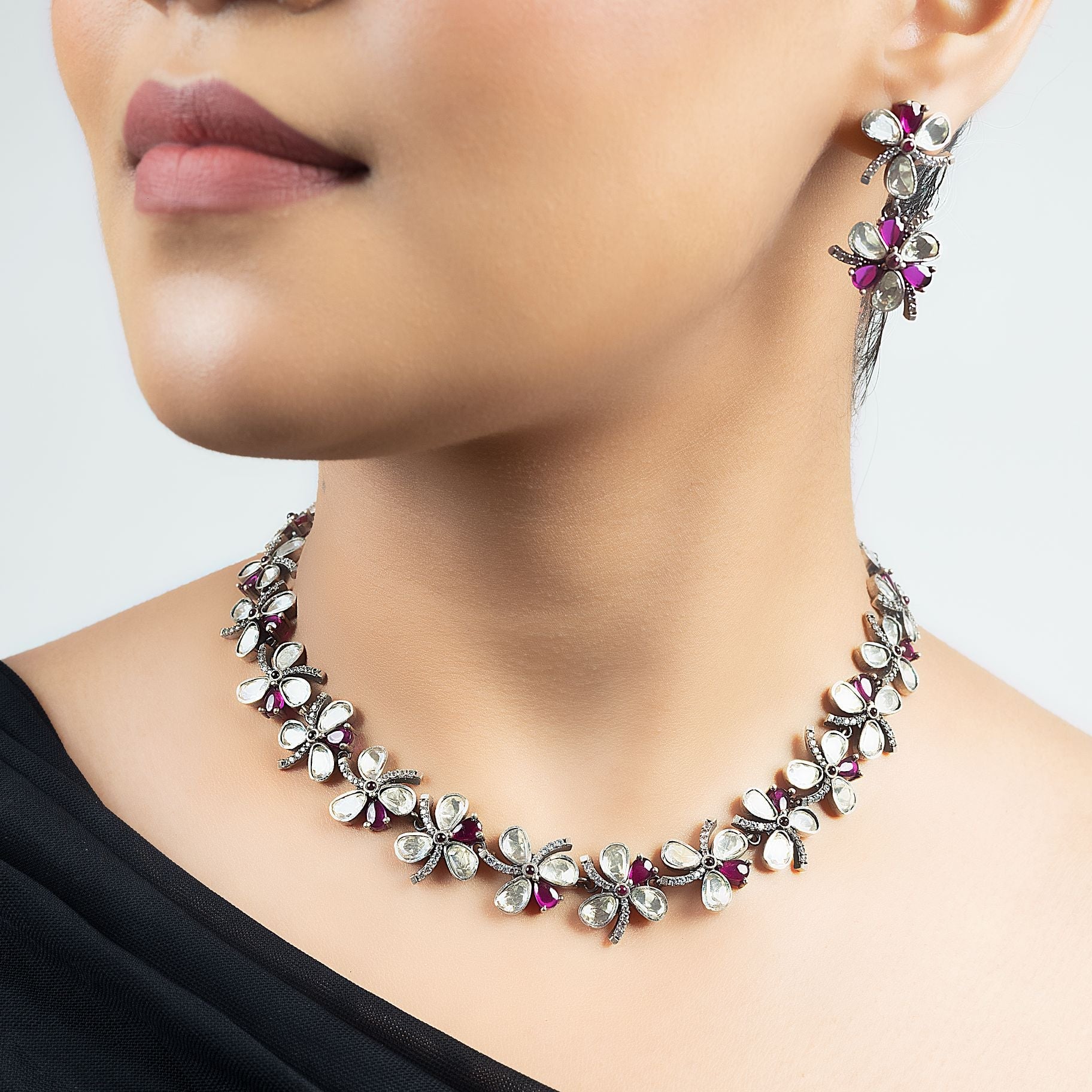 Regal Radiance: Exquisite Polki Silver Jewelry Set silverhousebyrj