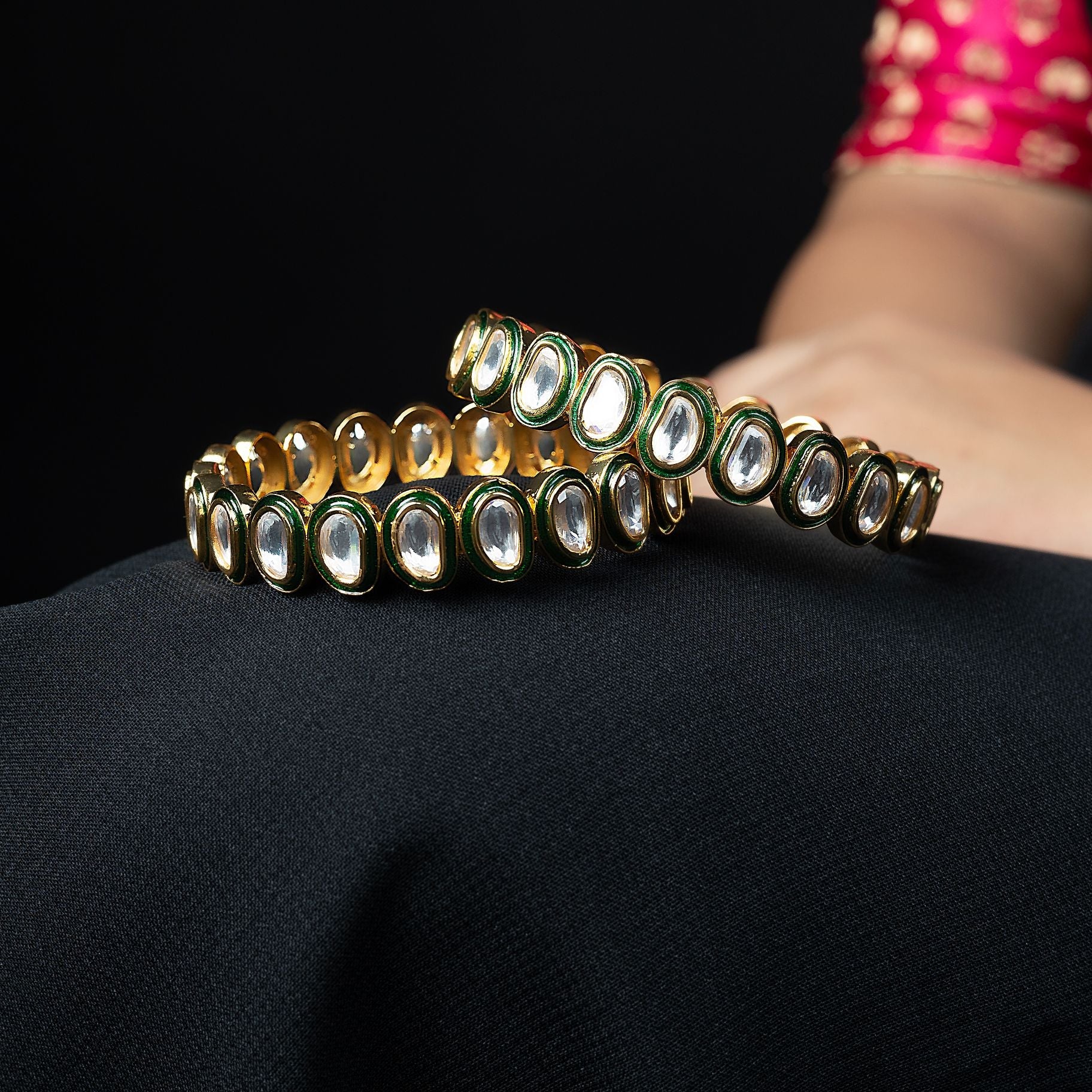 Shahi Kundan Studded Bangles silverhousebyrj
