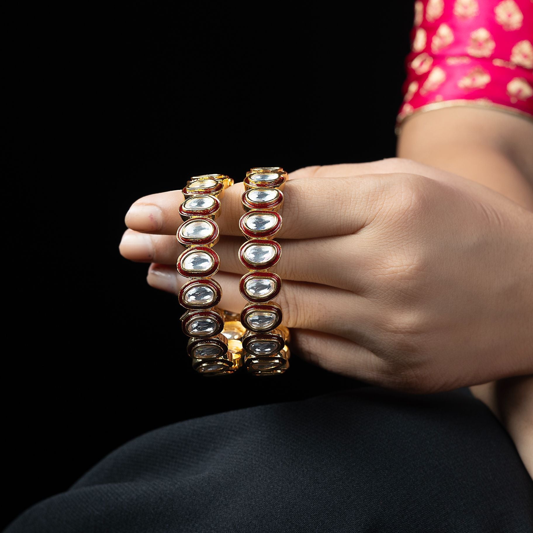 Shahi Kundan Studded Bangles silverhousebyrj