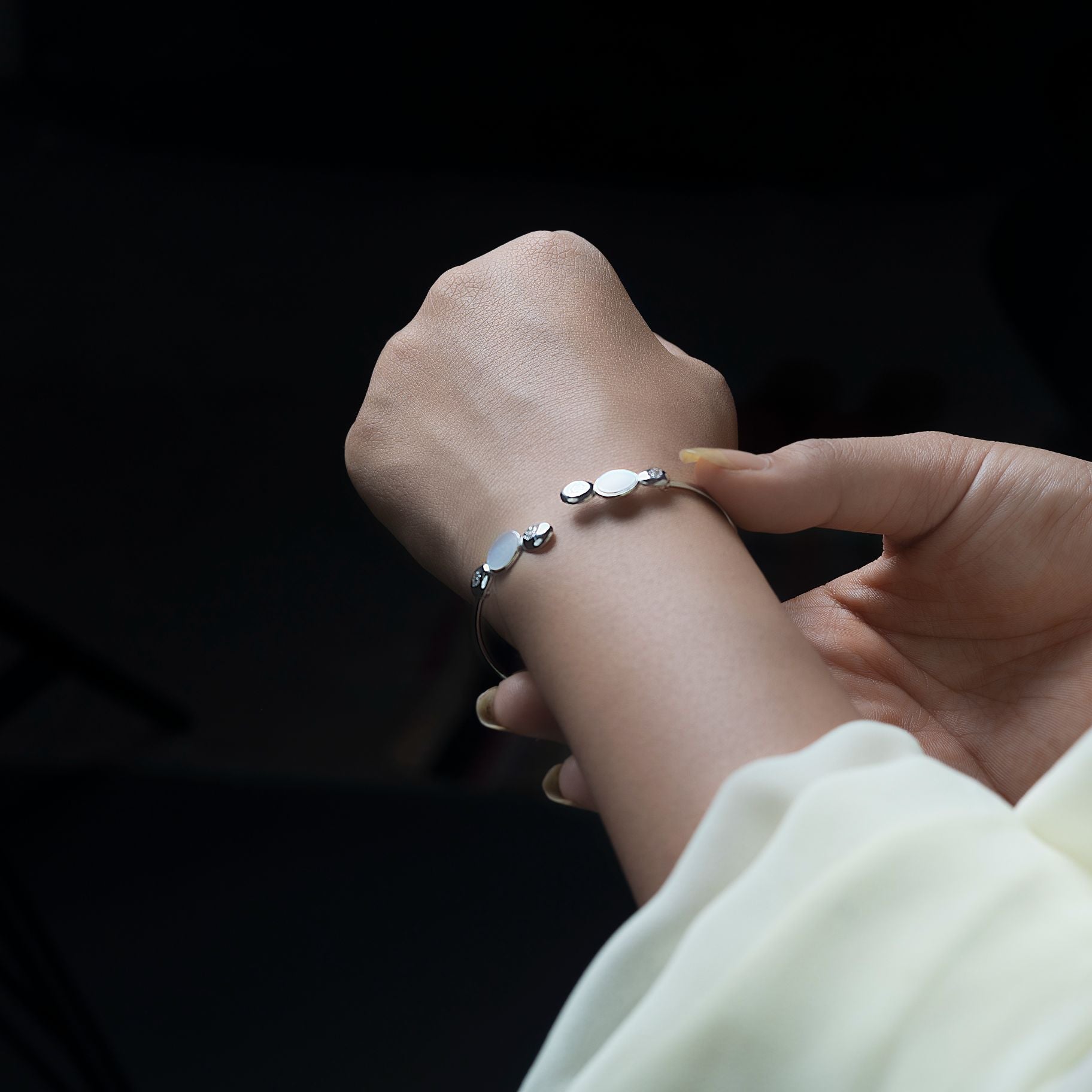 Sleek Silver and Opal Bliss Bangle silverhousebyrj