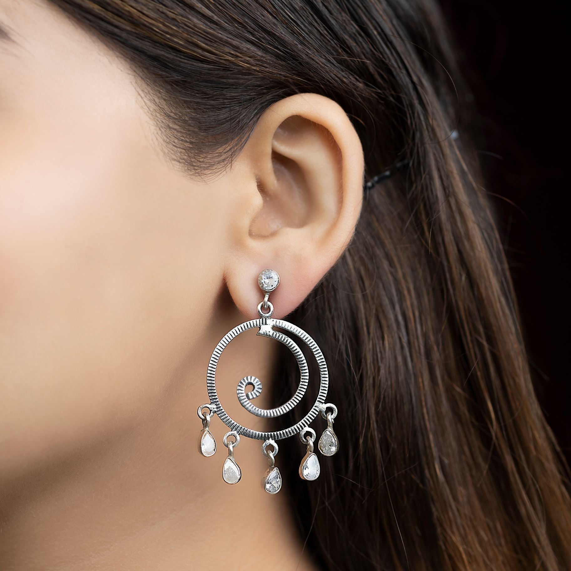 Snail Shaped With Dropping Stones Earrings silverhousebyrj