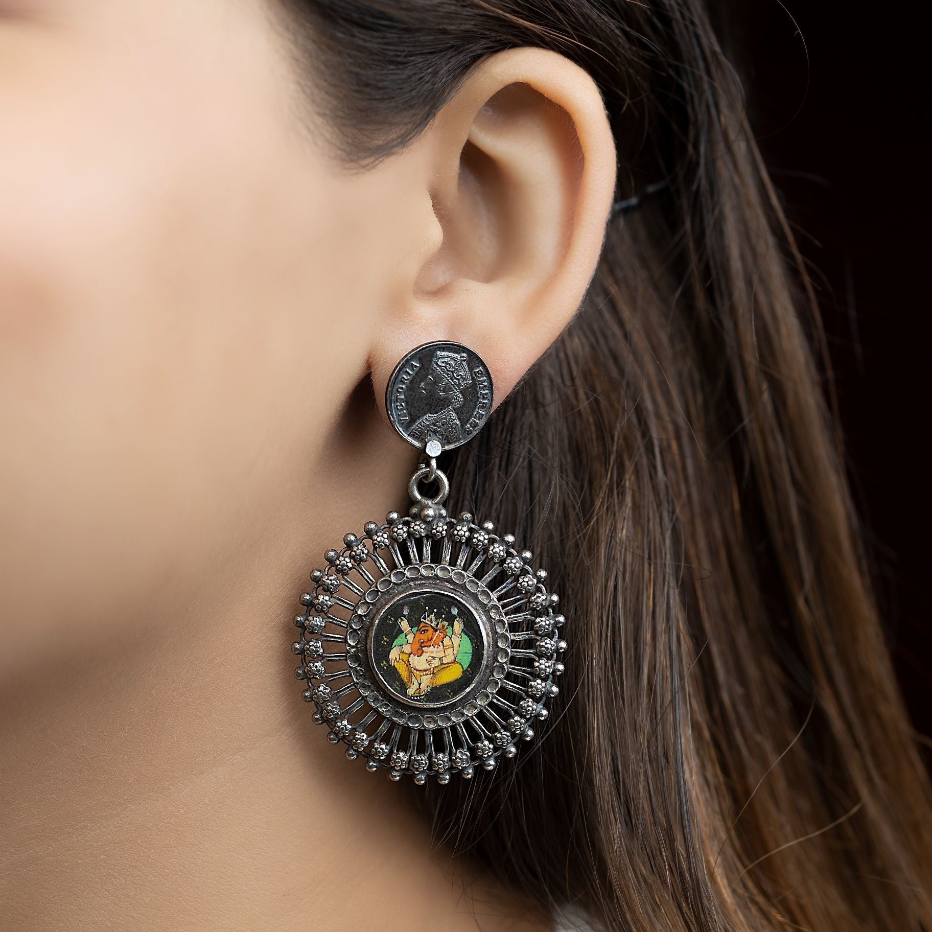 Sterling Chakra Ganpati Earrings silverhousebyrj