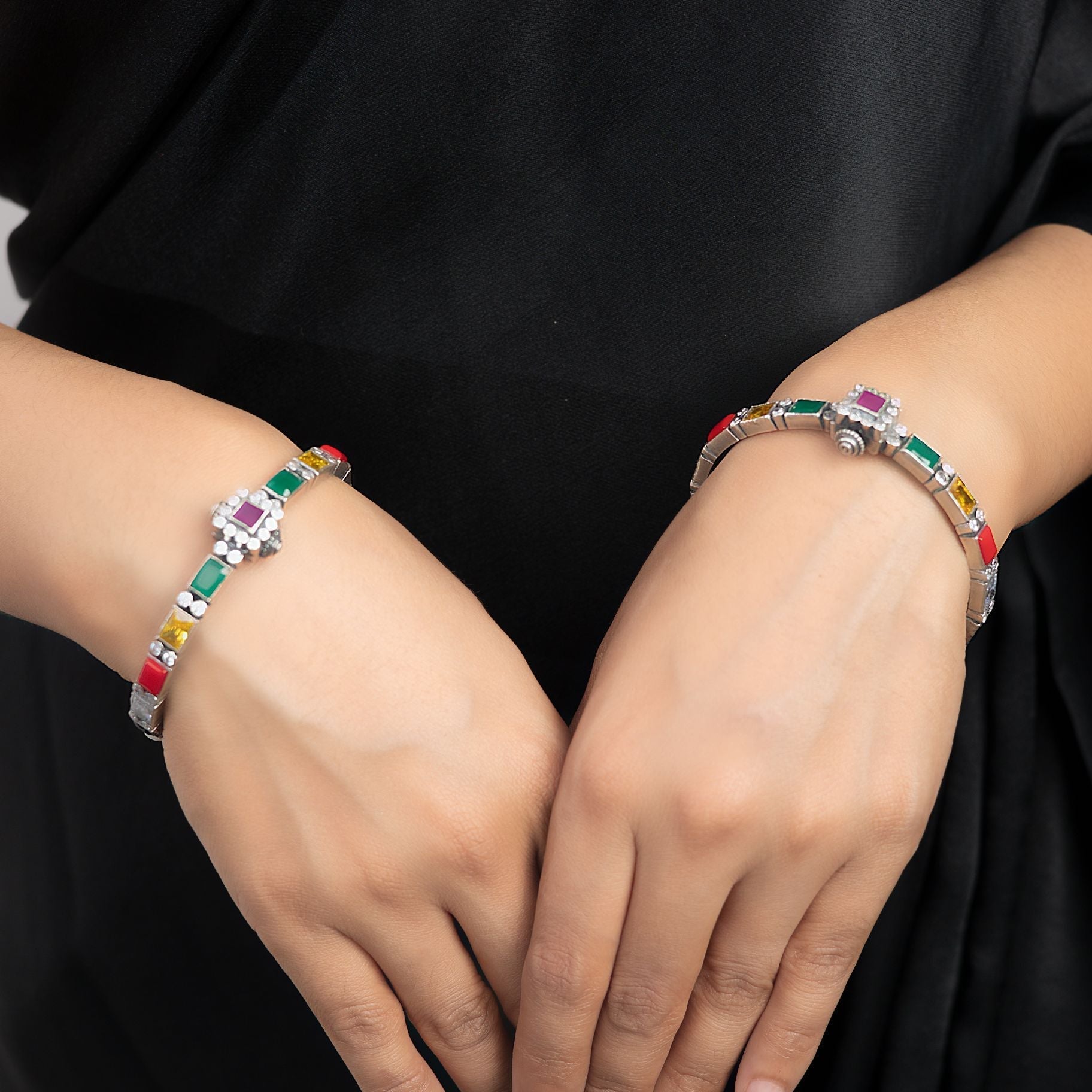 Traditional Navratna Studded Bangles silverhousebyrj