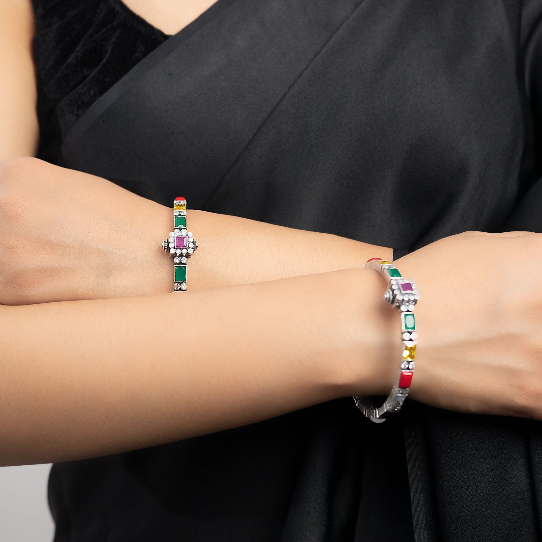 Traditional Navratna Studded Bangles silverhousebyrj