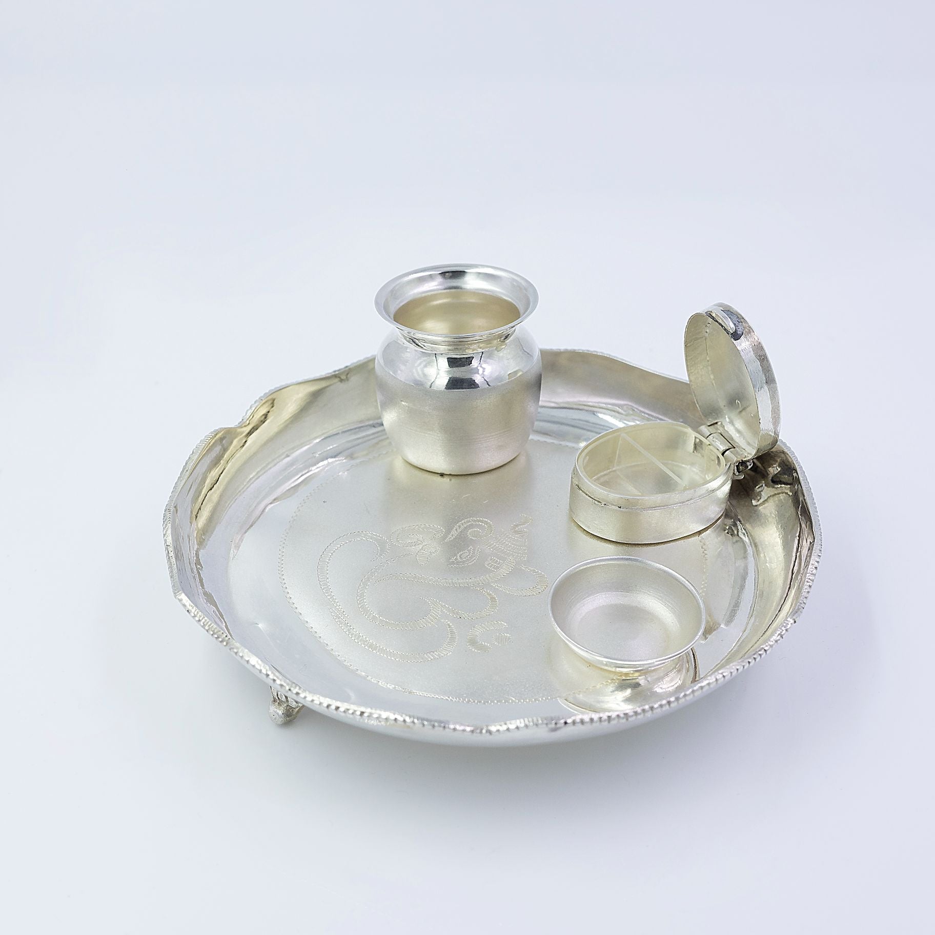 Traditional Silver Puja Thali Set silverhousebyrj