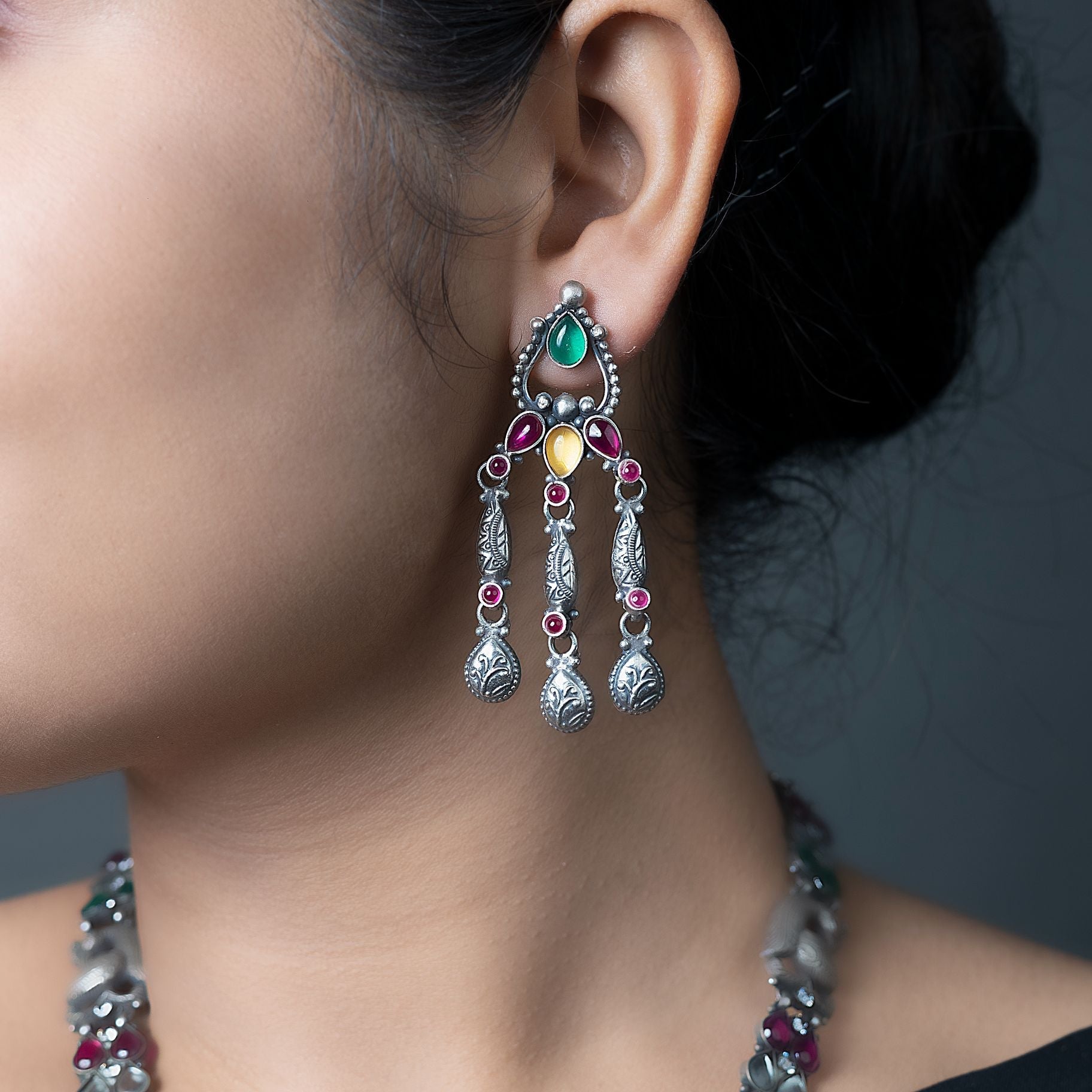 Tribal Elegance Silver Necklace Set silverhousebyrj