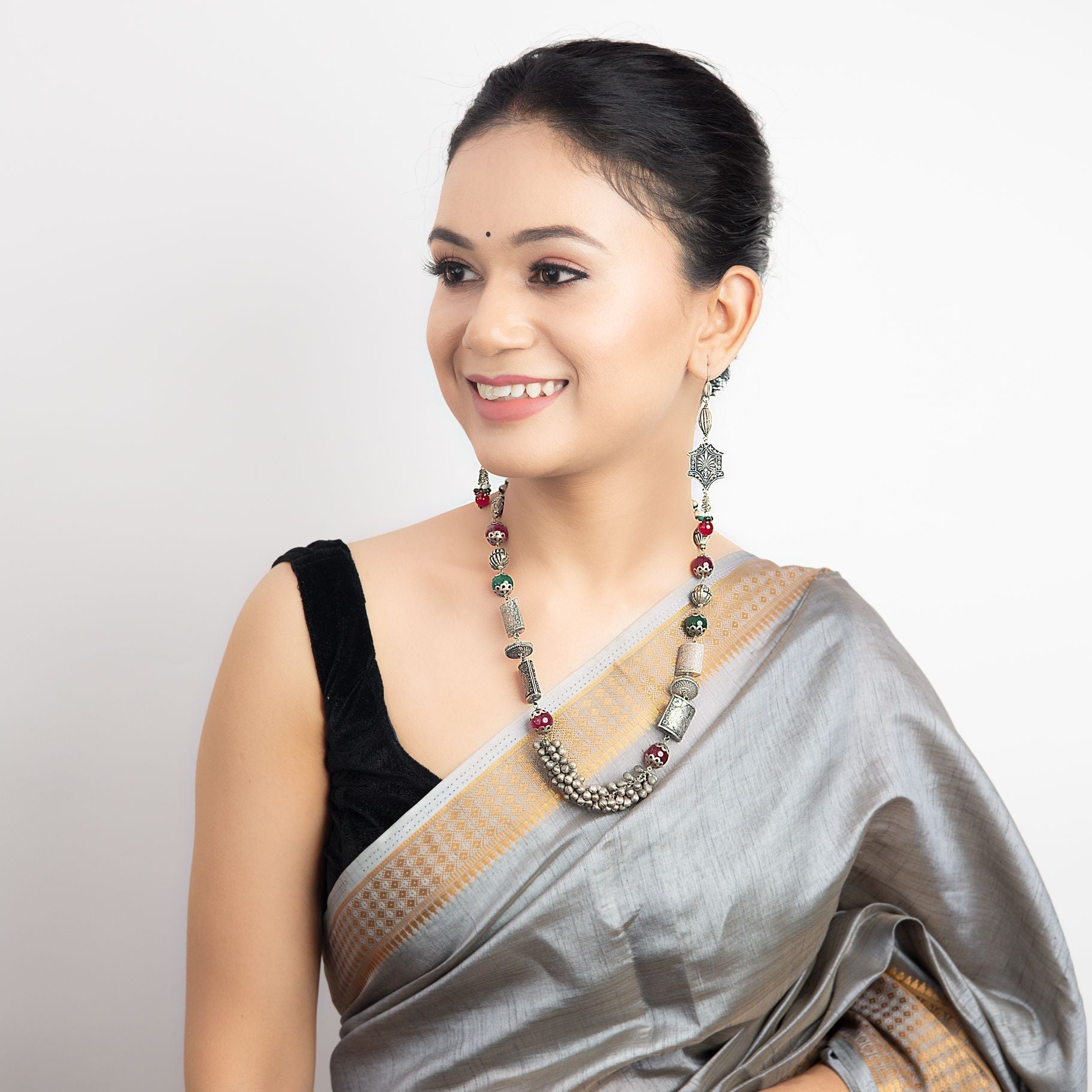 Tribal Ghungroo Necklace With Earing Set silverhousebyrj