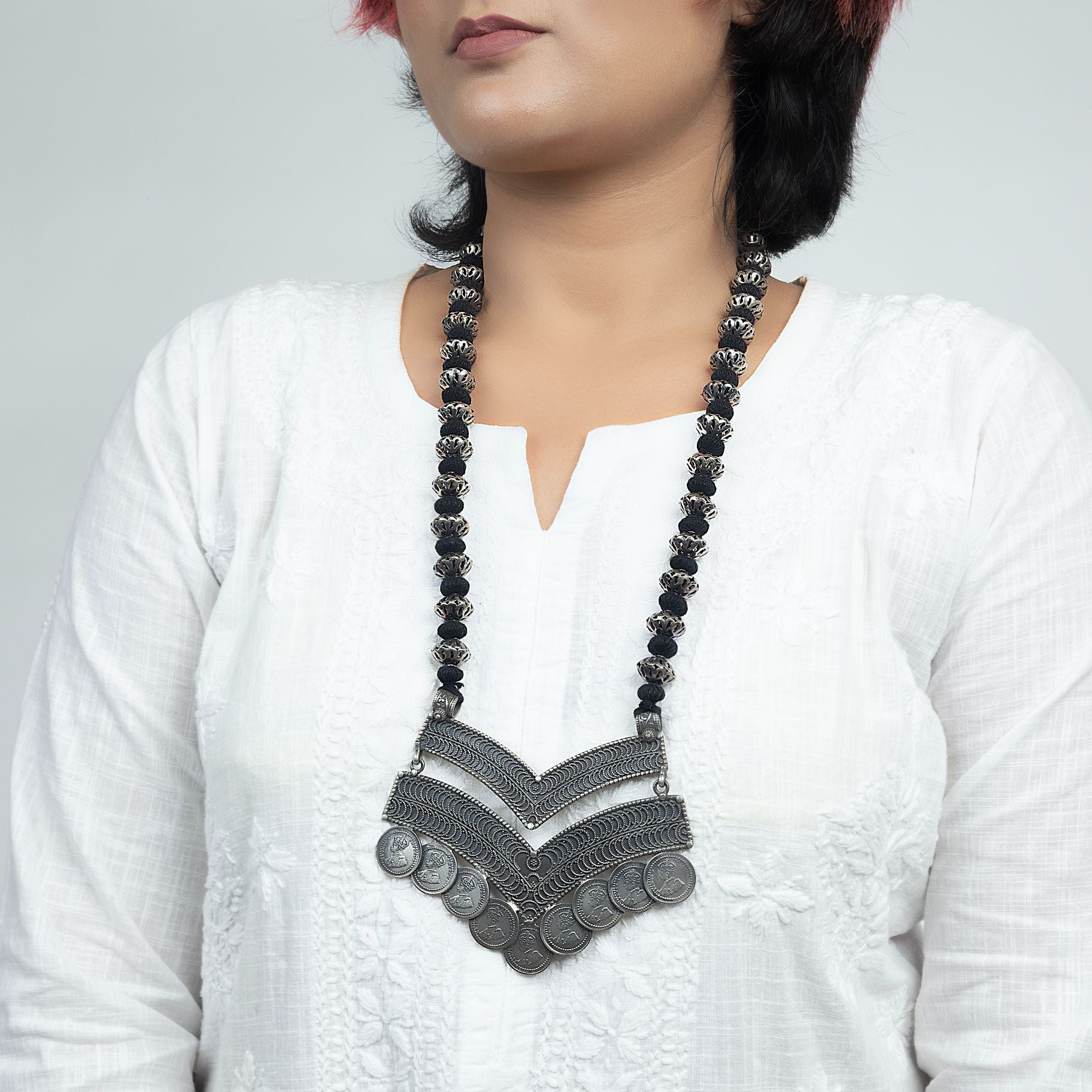 Tribal Long Ginni Style Necklace silverhousebyrj