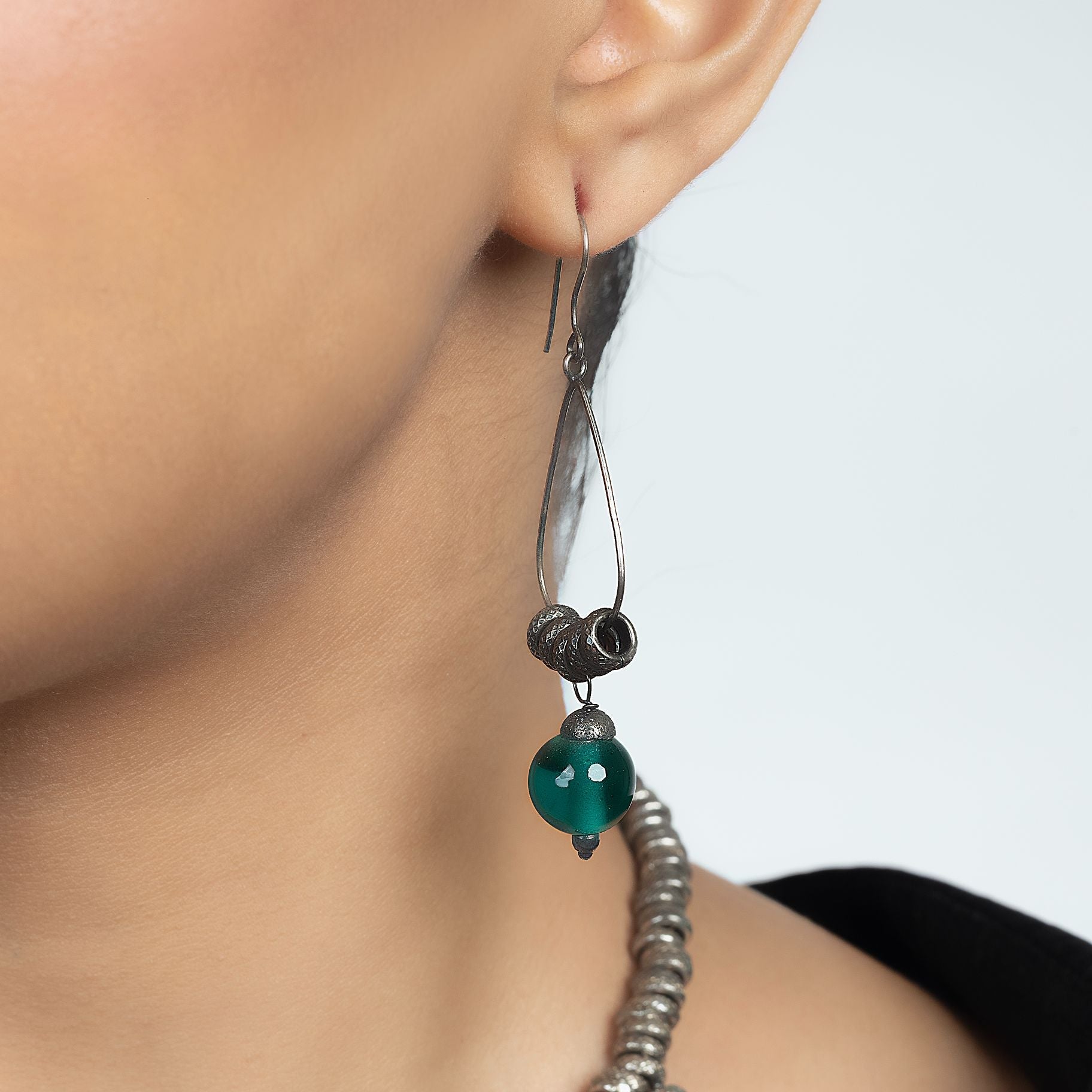 Tribal Precious Stones Hanging Necklace and Earring Set silverhousebyrj