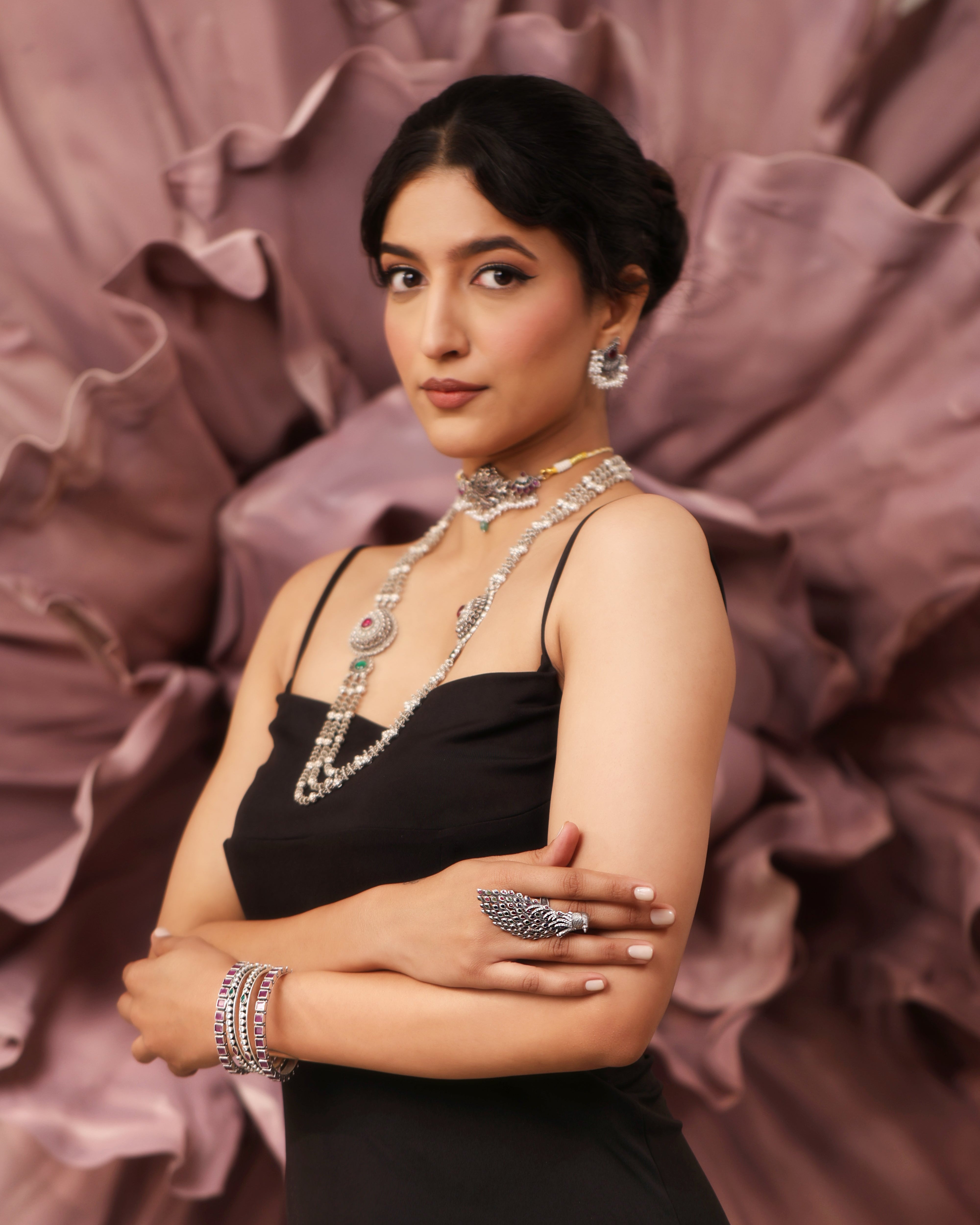 Stone-Studded Mayur Ring