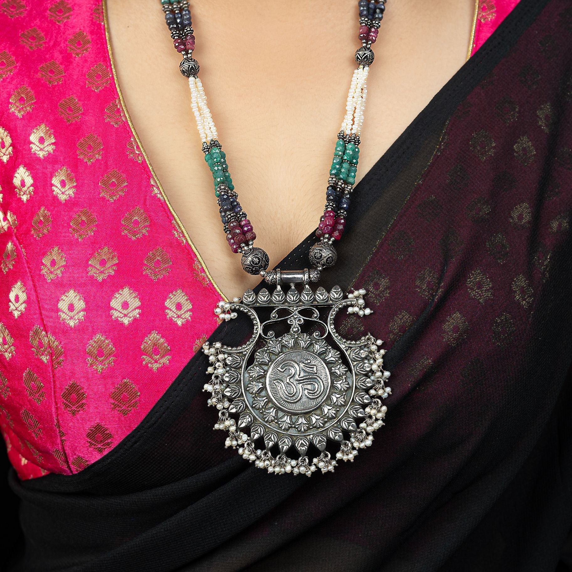 Alluring Necklace Set With Colourful Moti Mala silverhousebyrj