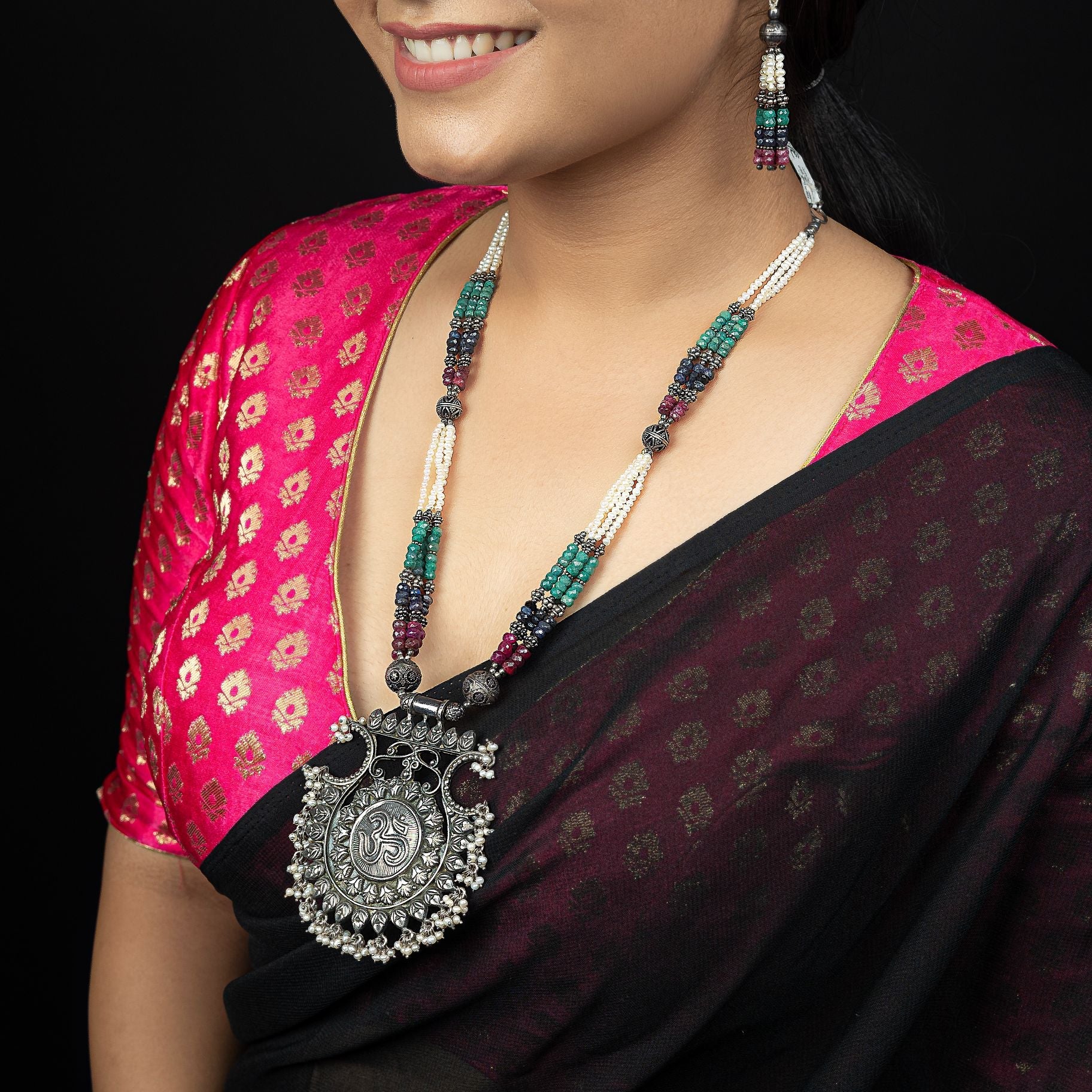 Alluring Necklace Set With Colourful Moti Mala silverhousebyrj