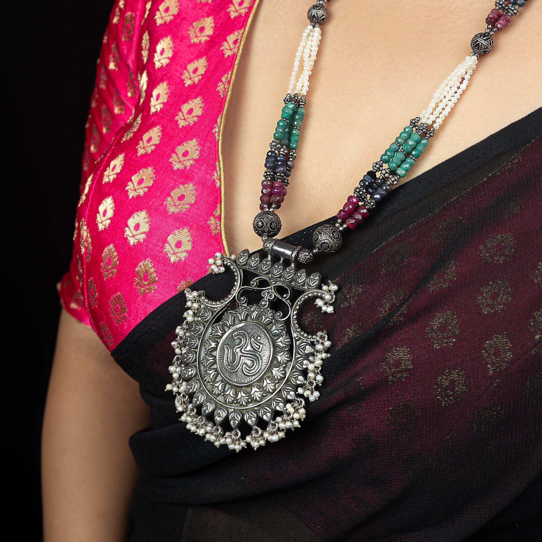 Alluring Necklace Set With Colourful Moti Mala silverhousebyrj