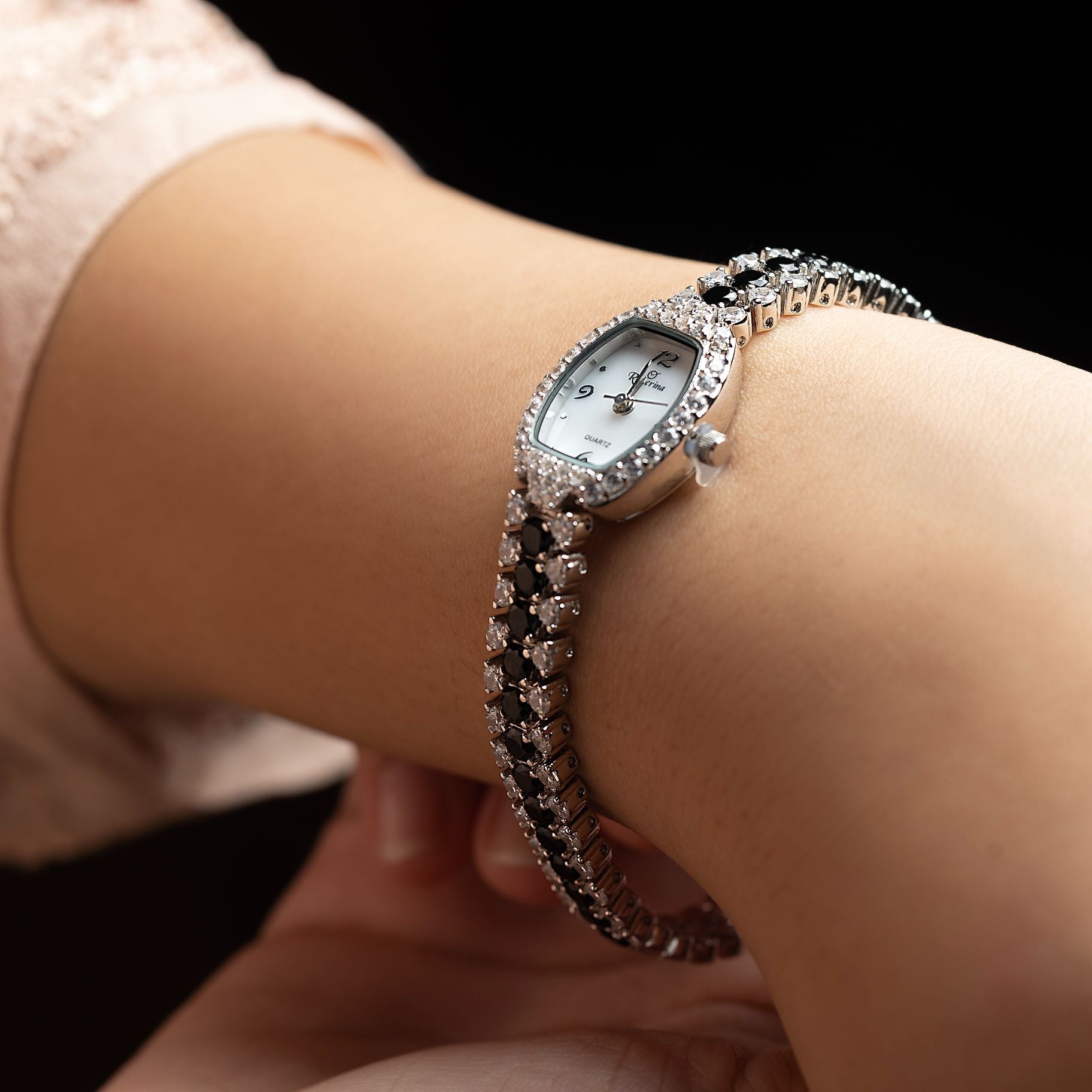 Alluring wrist watch with Studded American Diamond silverhousebyrj