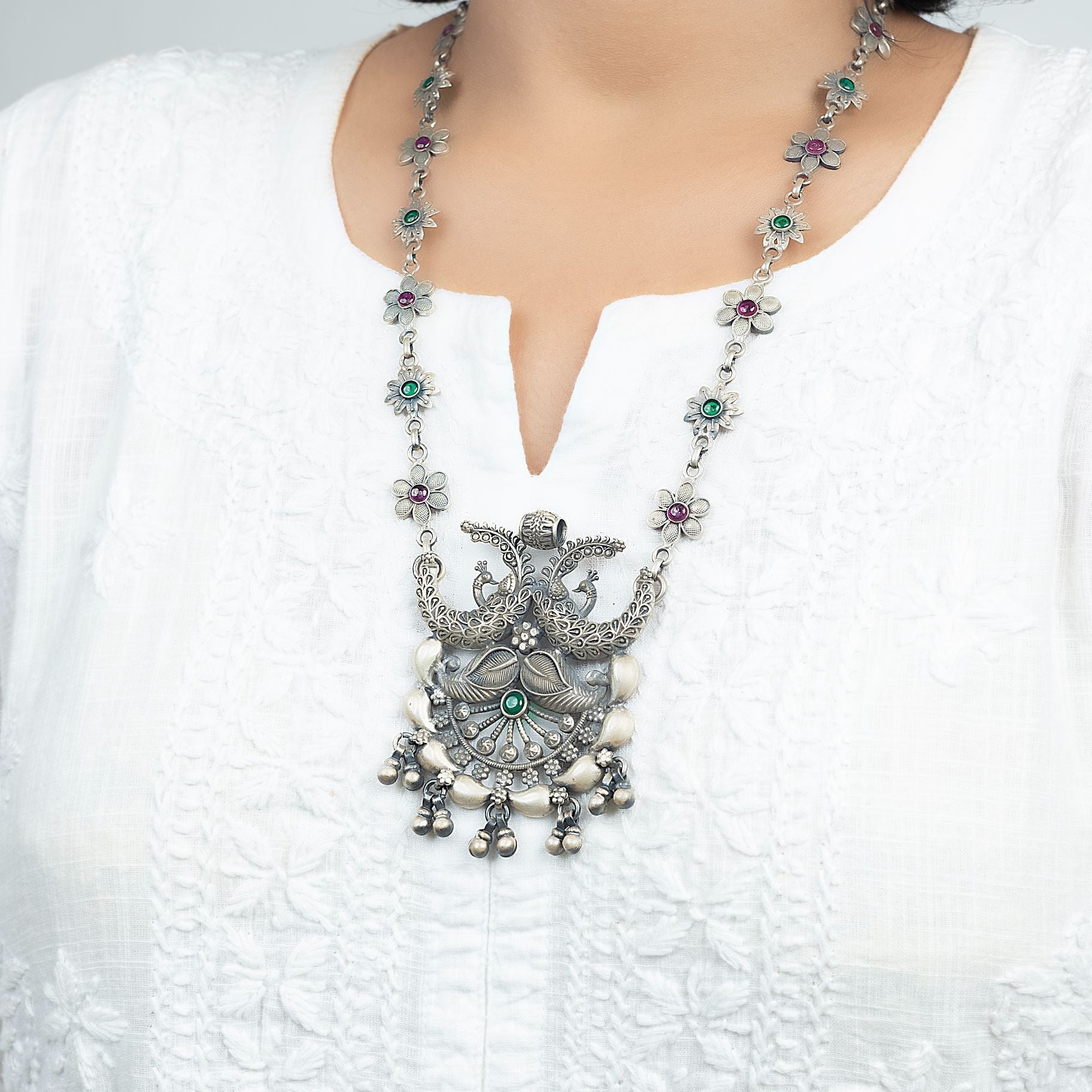 Antique Designer Necklace With Elegant Chain Set silverhousebyrj
