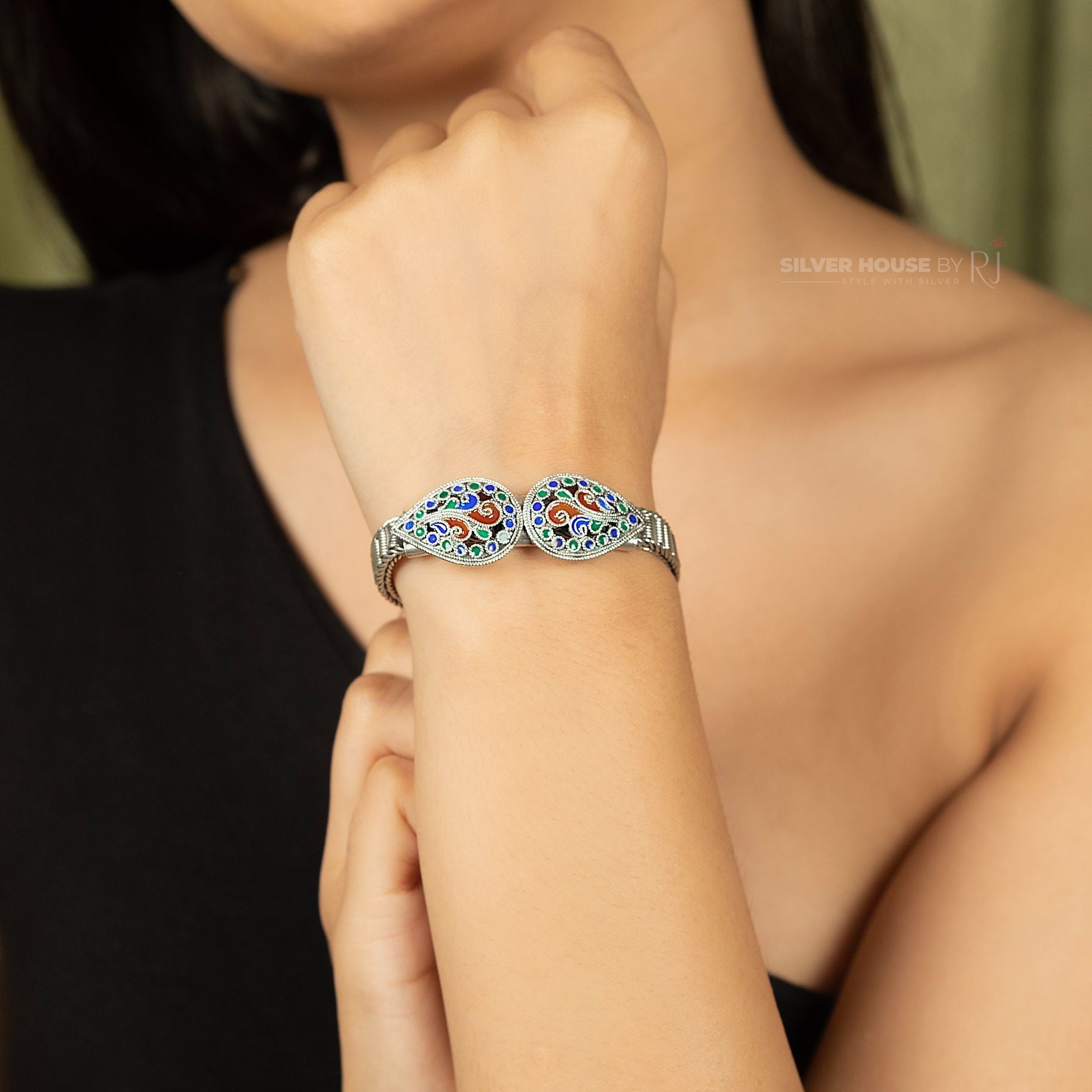 Artistic Designer Meenakari Worked Italian Bracelet silverhousebyrj