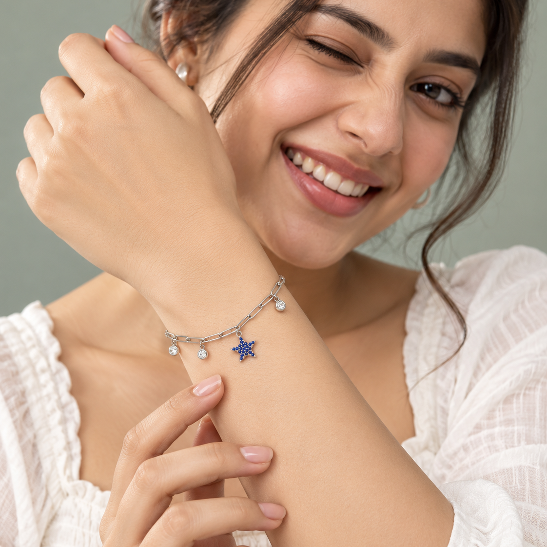 Blue Star Charm Chain Bracelet