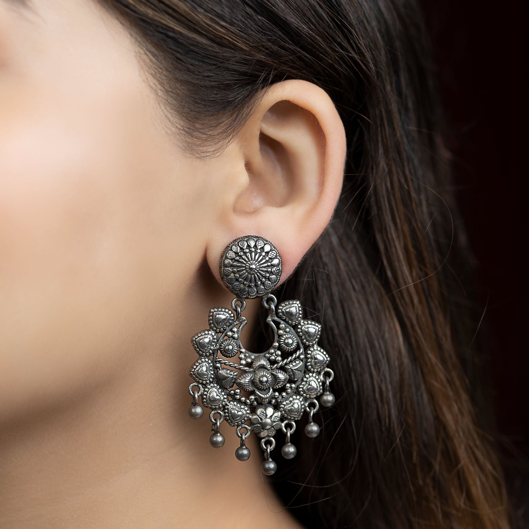 Chand Bali With Fine Tiny Droplets Earrings silverhousebyrj