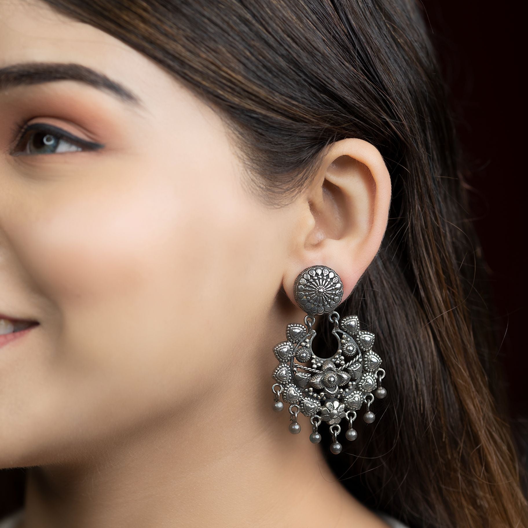 Chand Bali With Fine Tiny Droplets Earrings silverhousebyrj