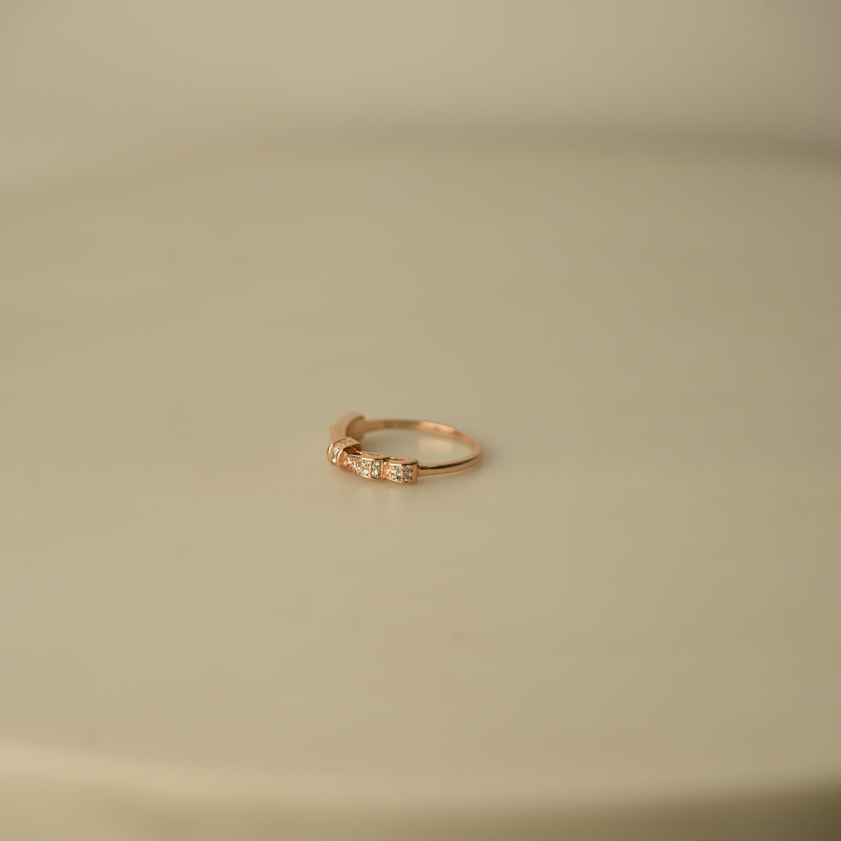 Rose Gold Bow Crystal Ring
