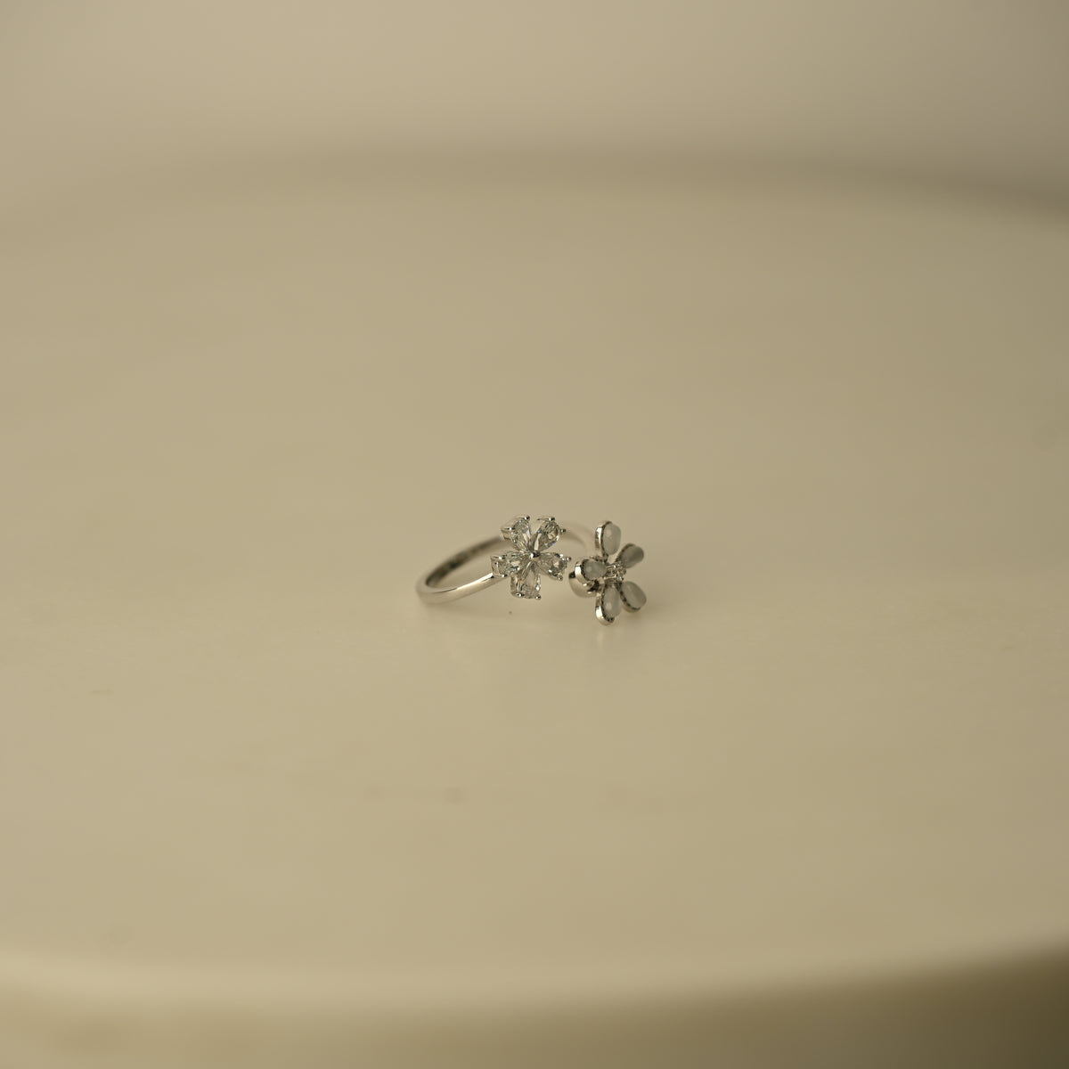 Crystal Double Flower Ring