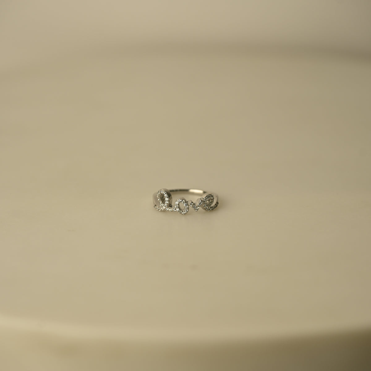 Love Script Crystal Ring