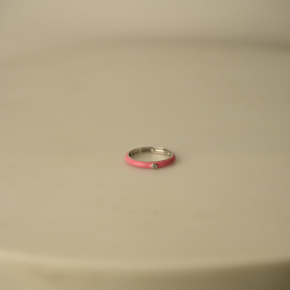 Pink Enamel Crystal Ring