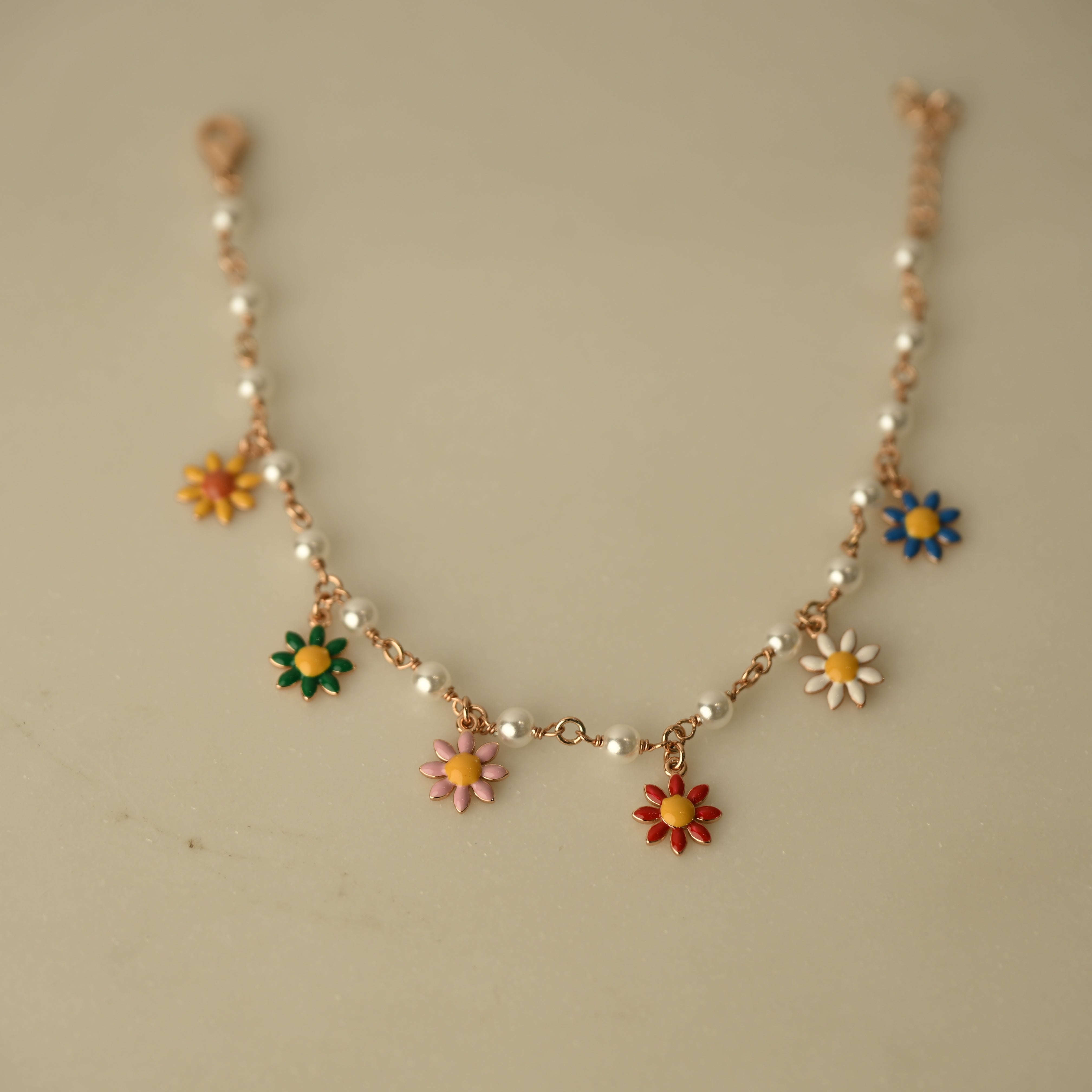 Rainbow Daisy Charm Bracelet 🌼