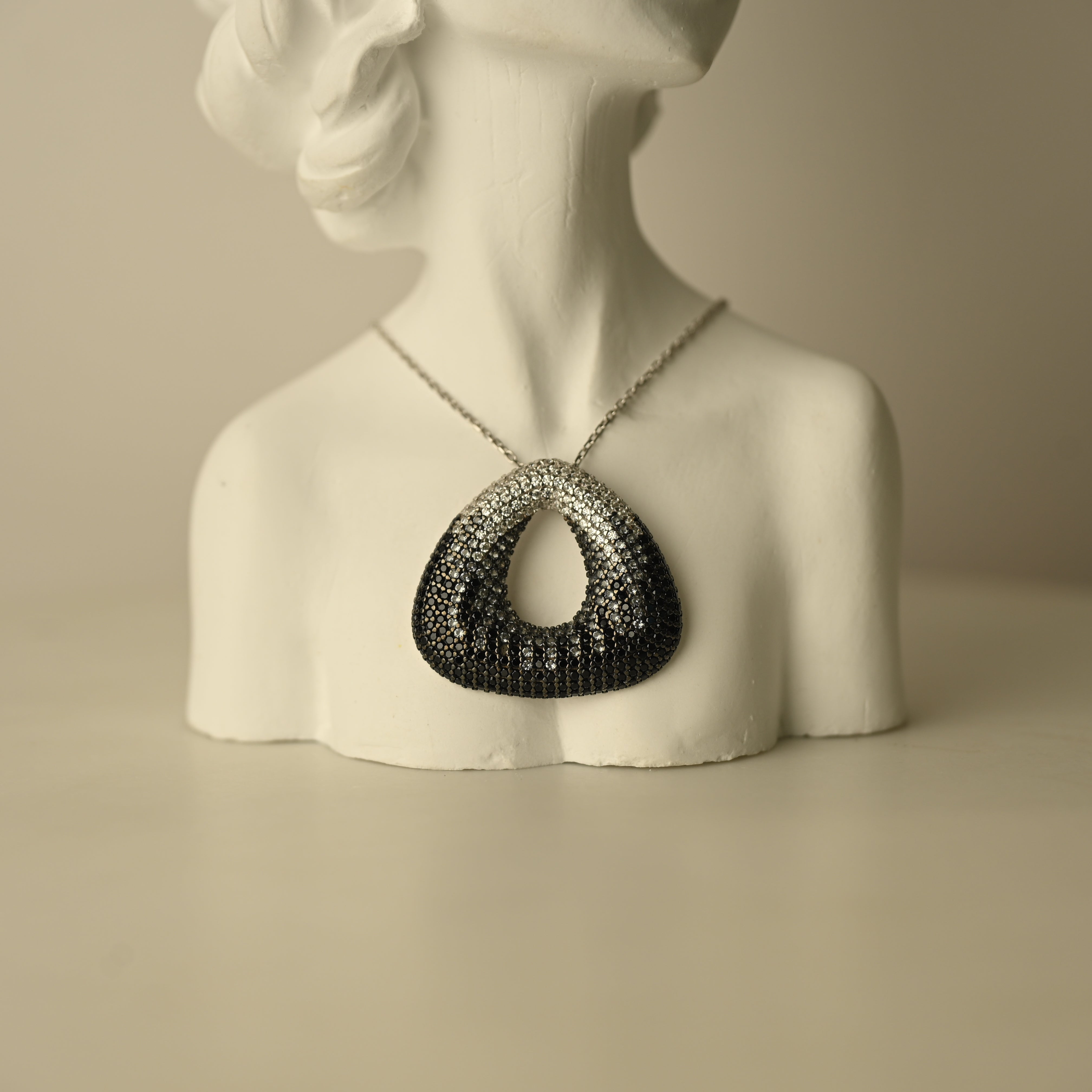 Black Crystal Teardrop Pendant Necklace