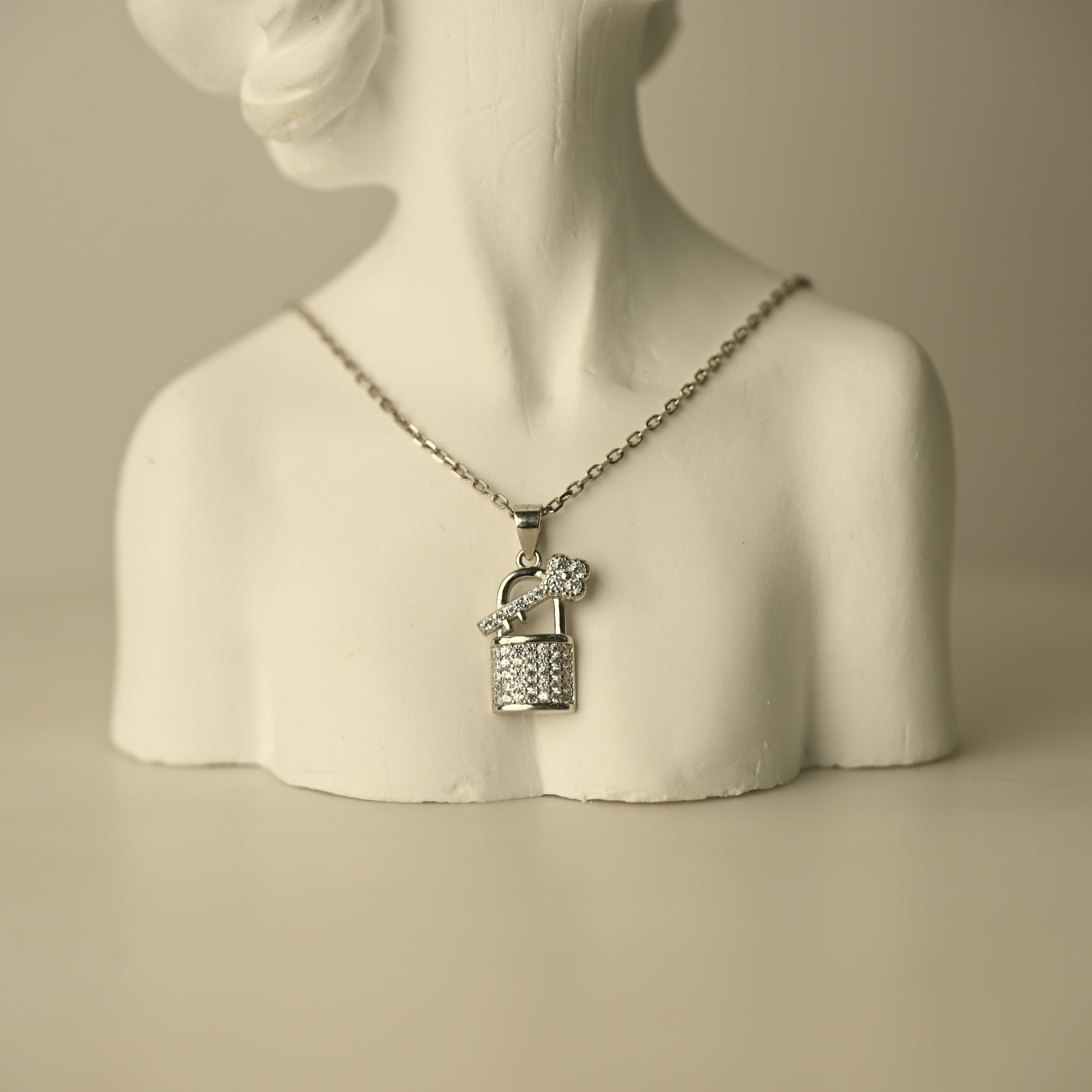 Lock & Key Diamond Pendant Necklace
