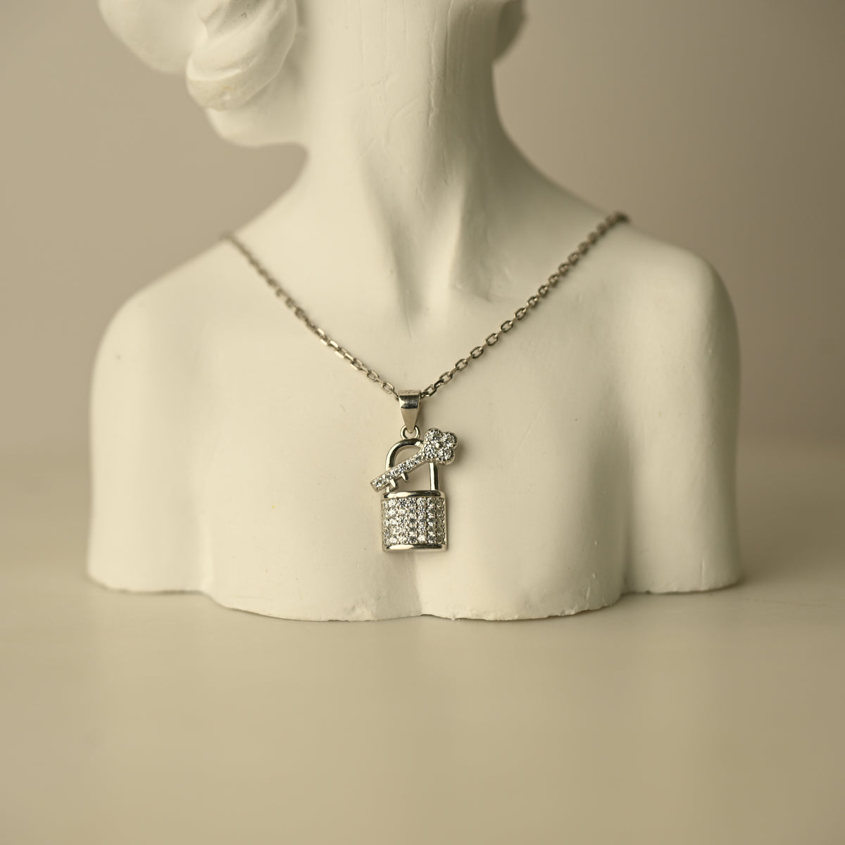Lock & Key Diamond Pendant Chain