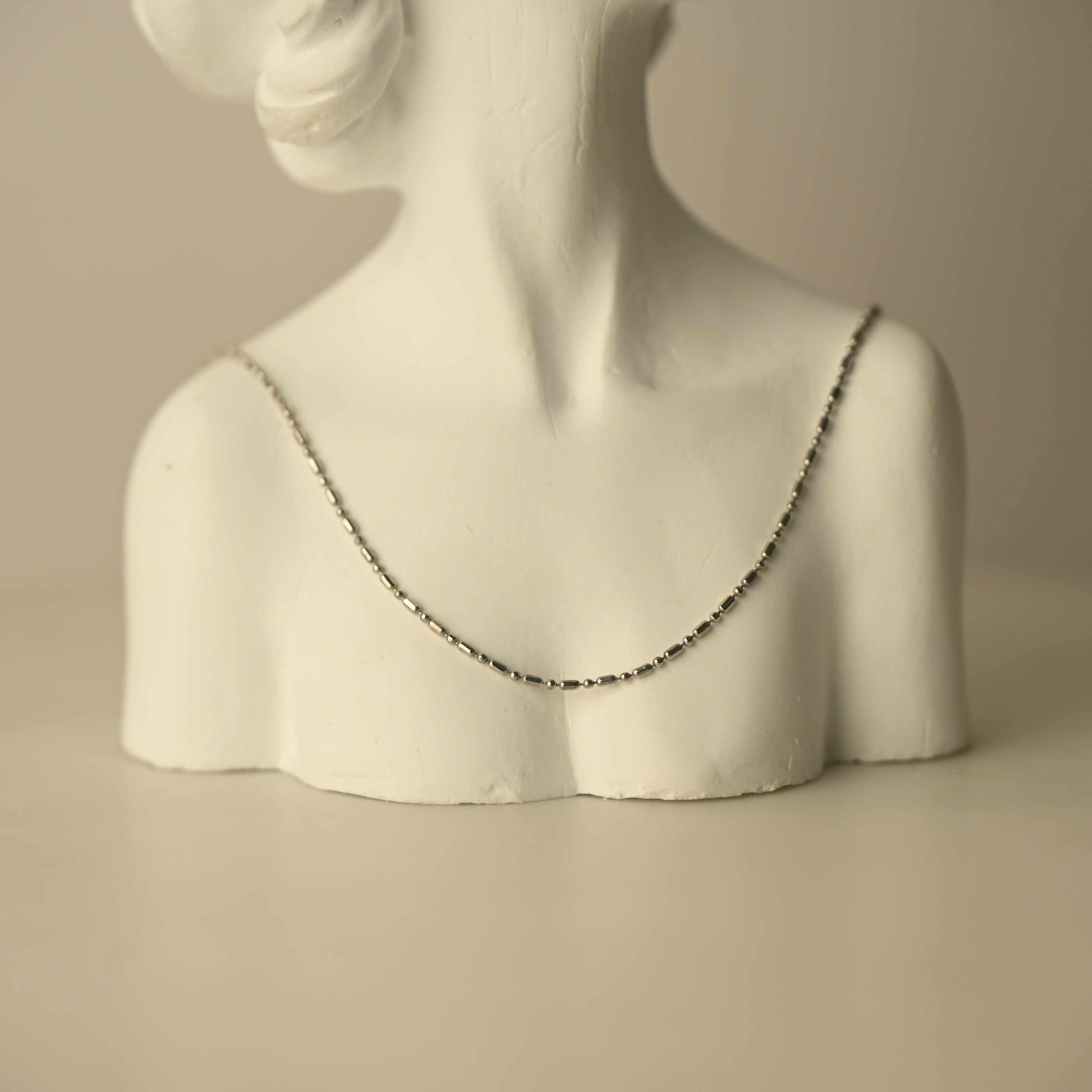 Silver Beaded Chain Necklace