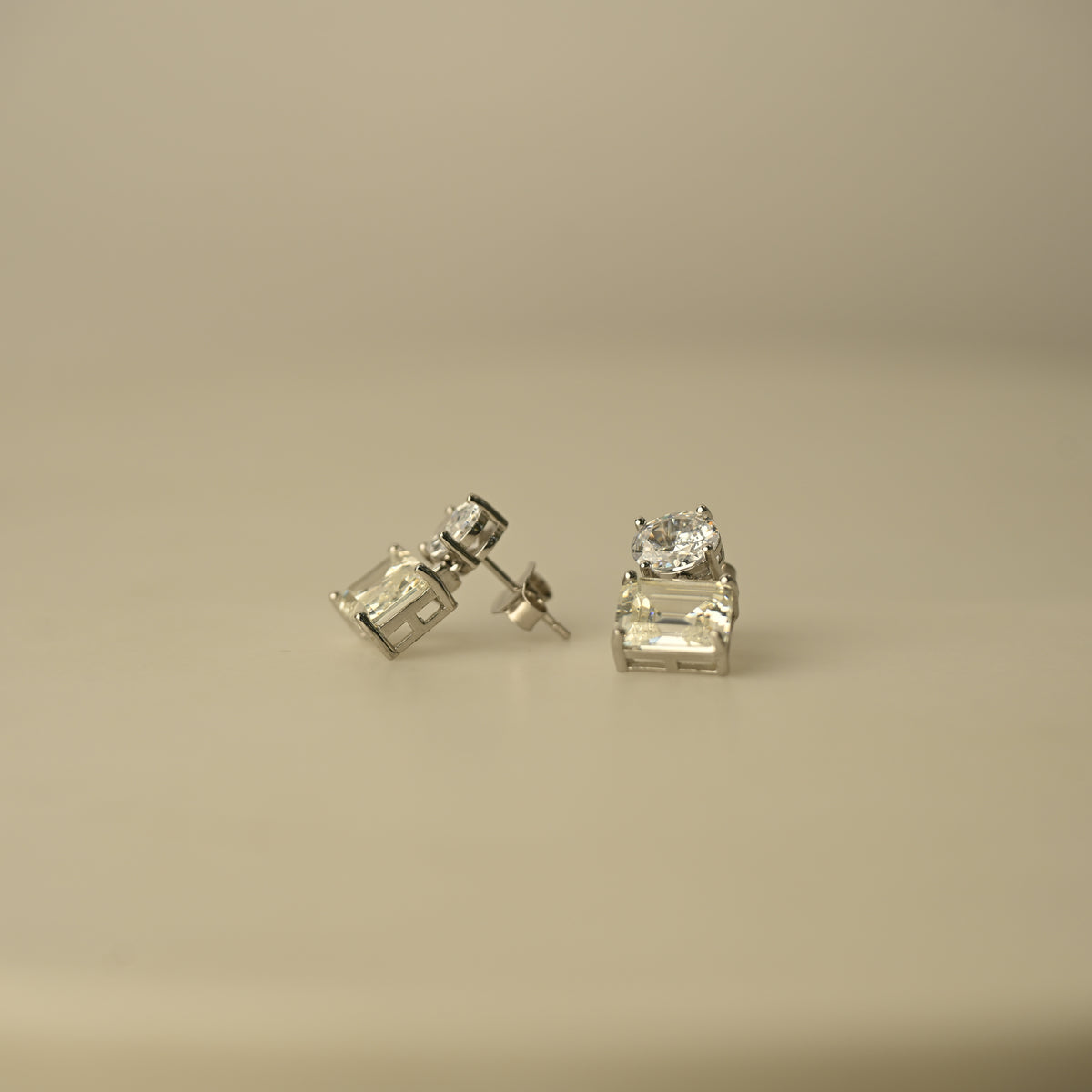 Geometric Pearl Stud Earrings