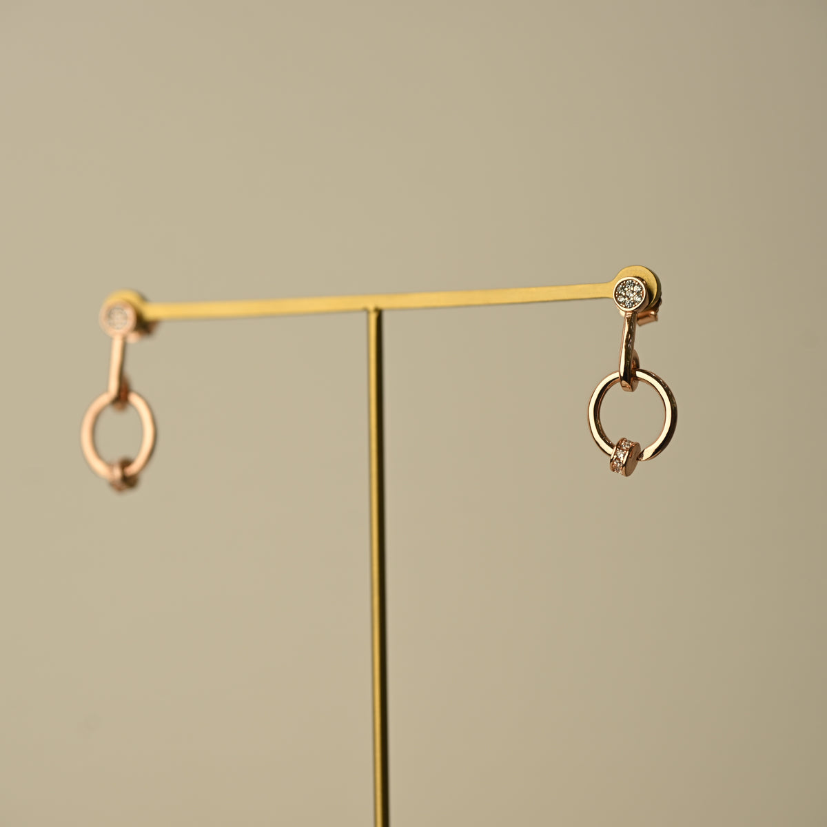 Rose Gold Circle Drop Earrings