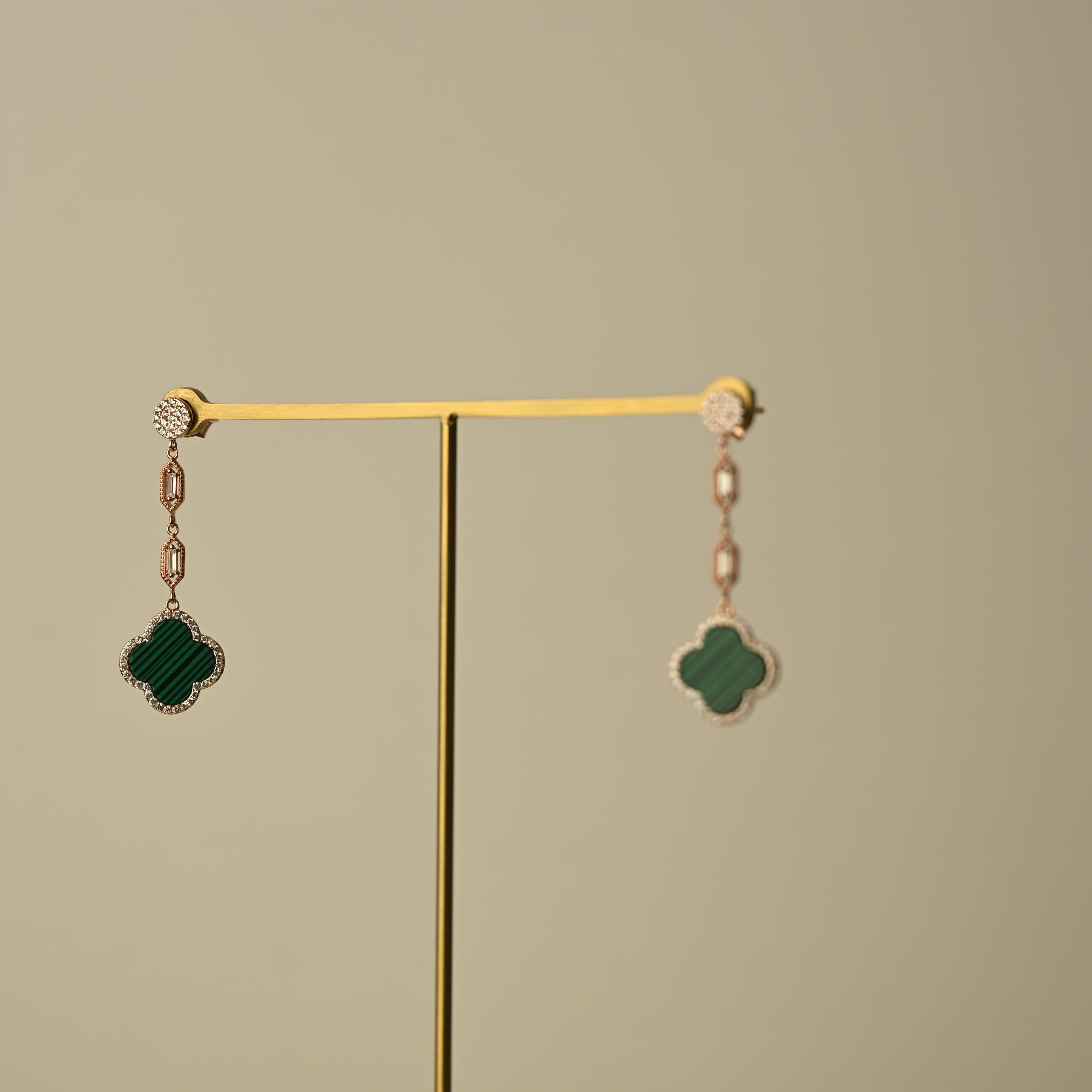 Emerald Clover Drop Earrings