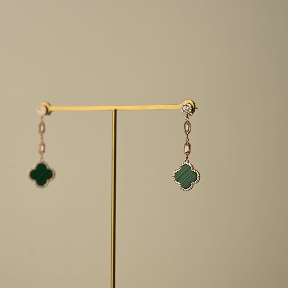 Emerald Clover Drop Earrings