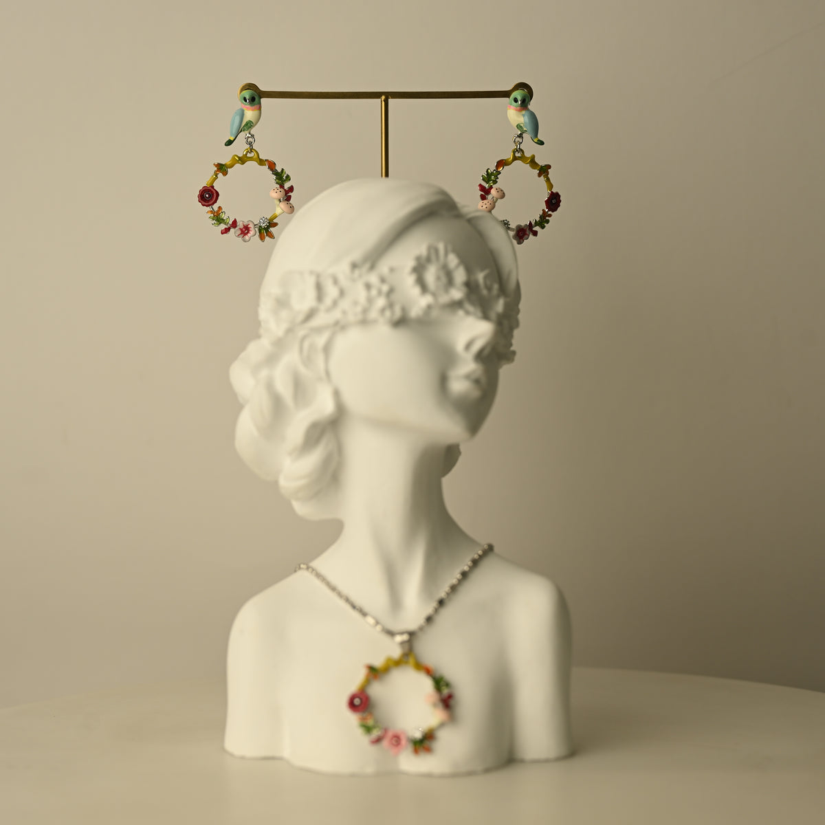 Floral Hoop Pendant Set