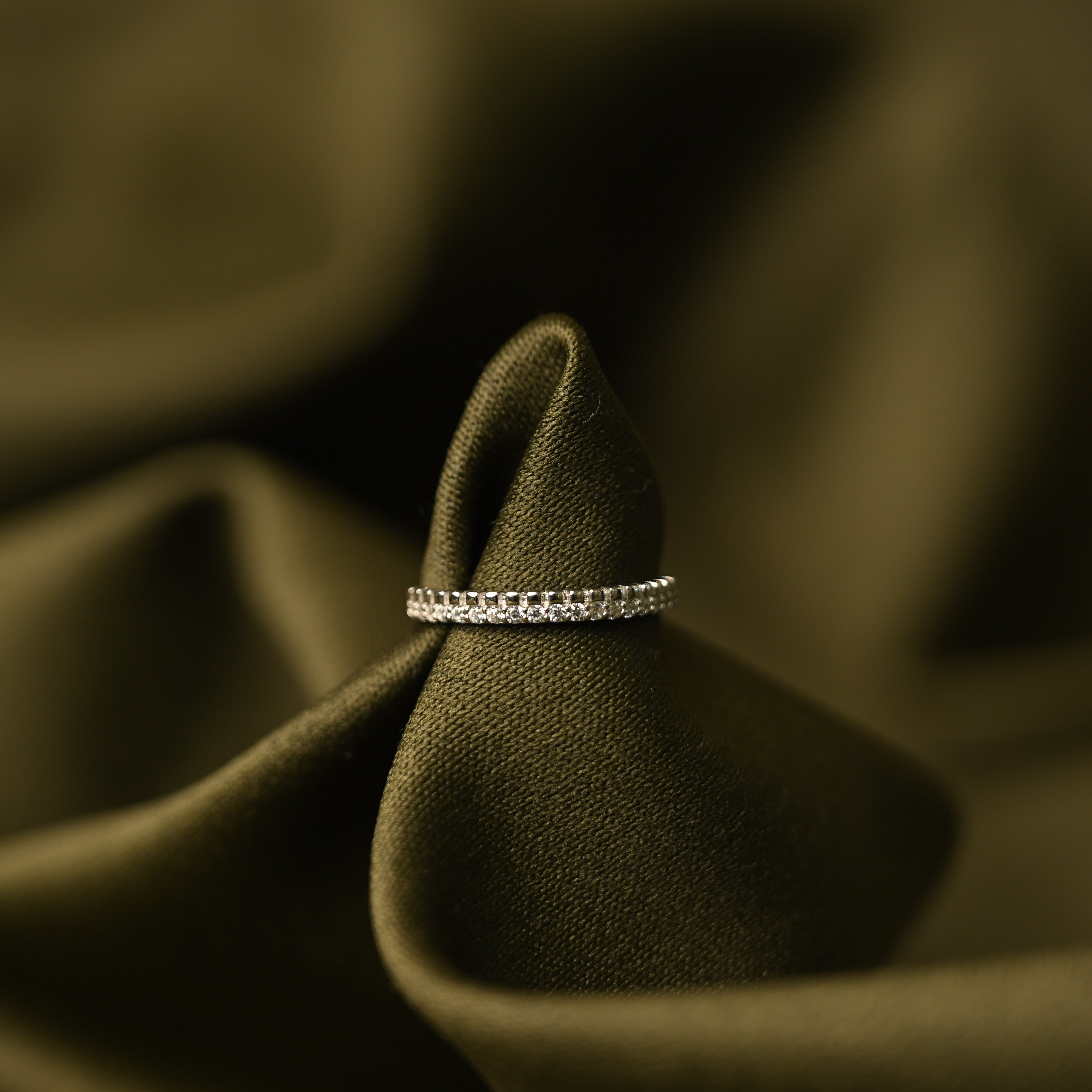 Double Row Pavé Crystal Band Ring
