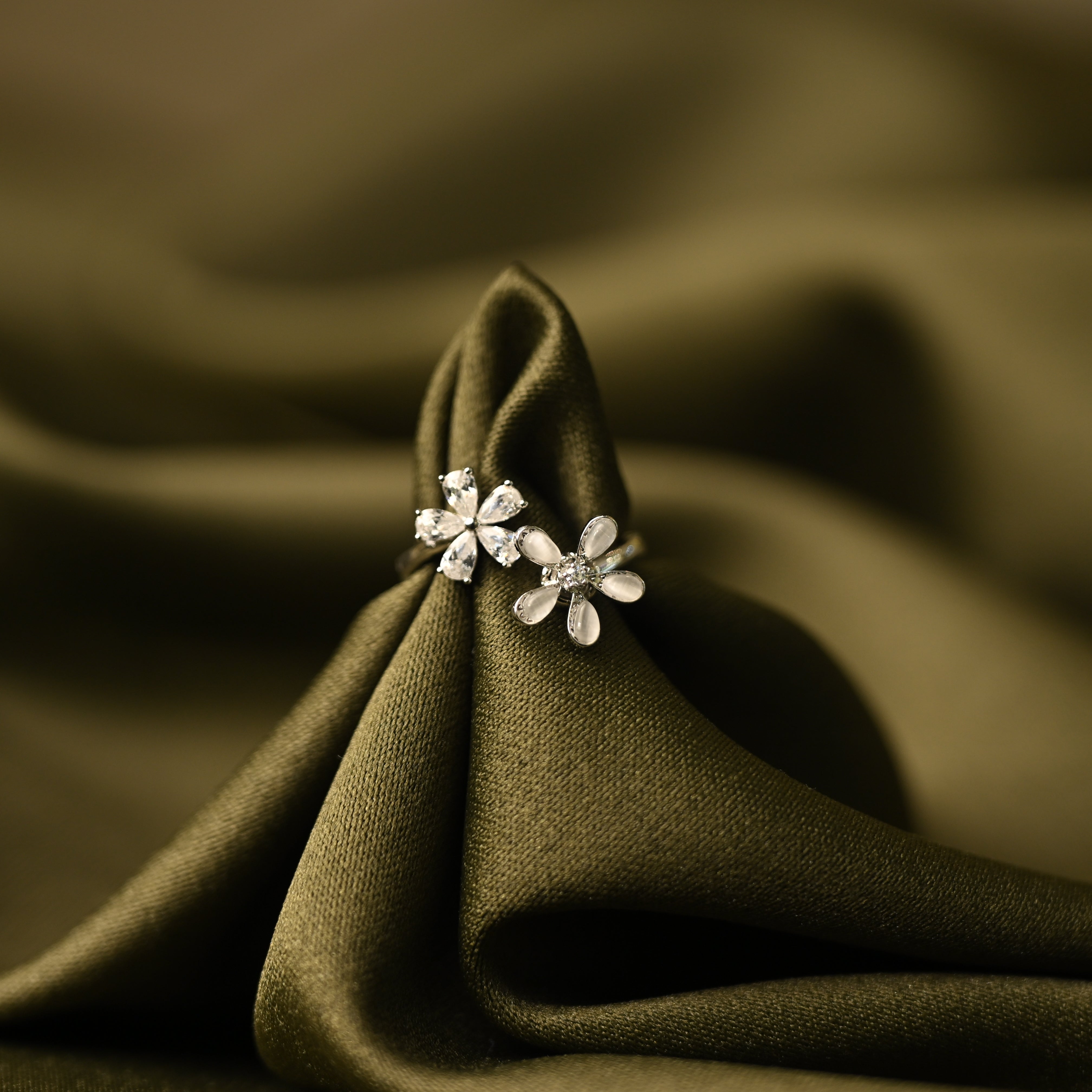 Crystal Double Flower Ring