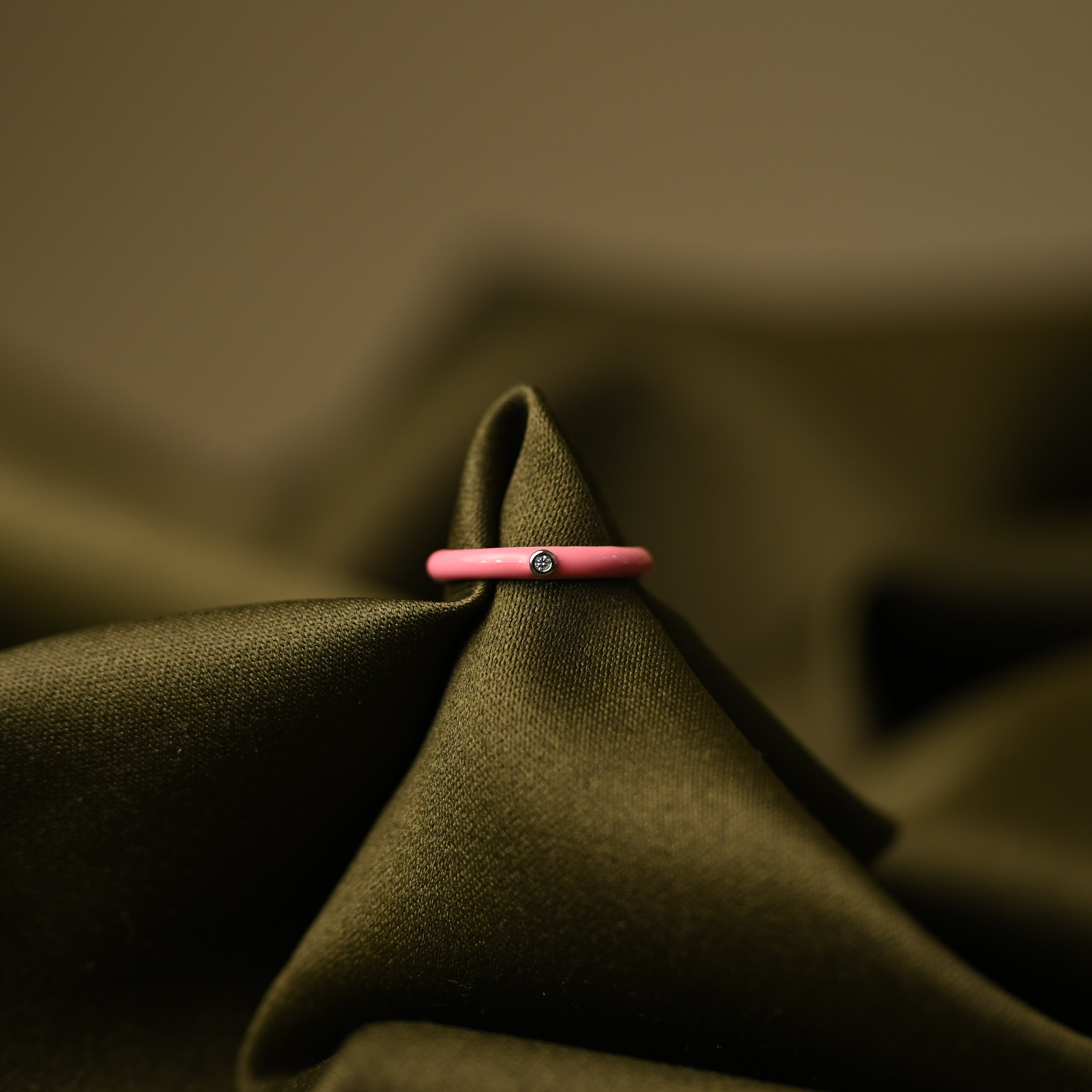 Pink Enamel Crystal Ring