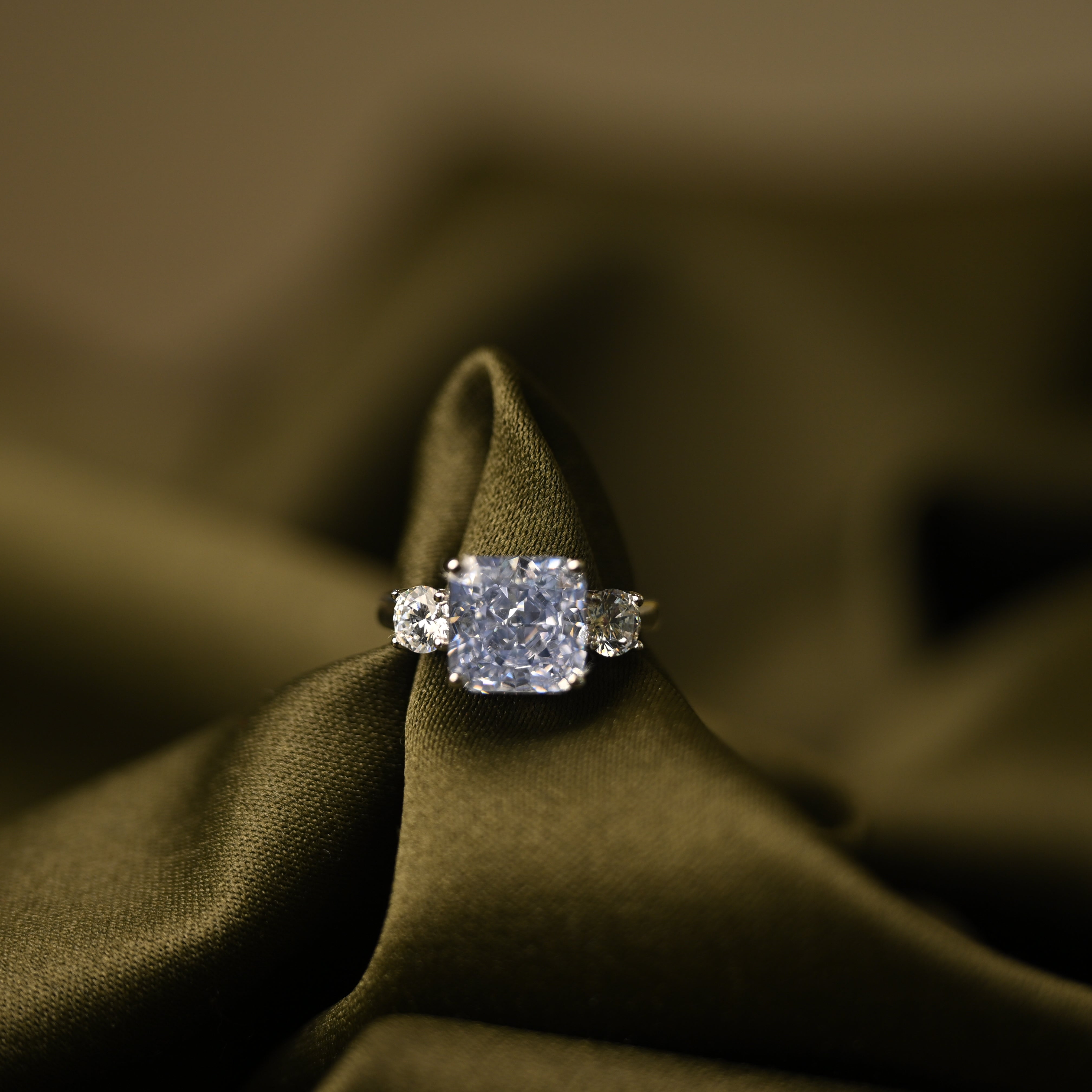 Cushion Cut Crystal Statement Ring
