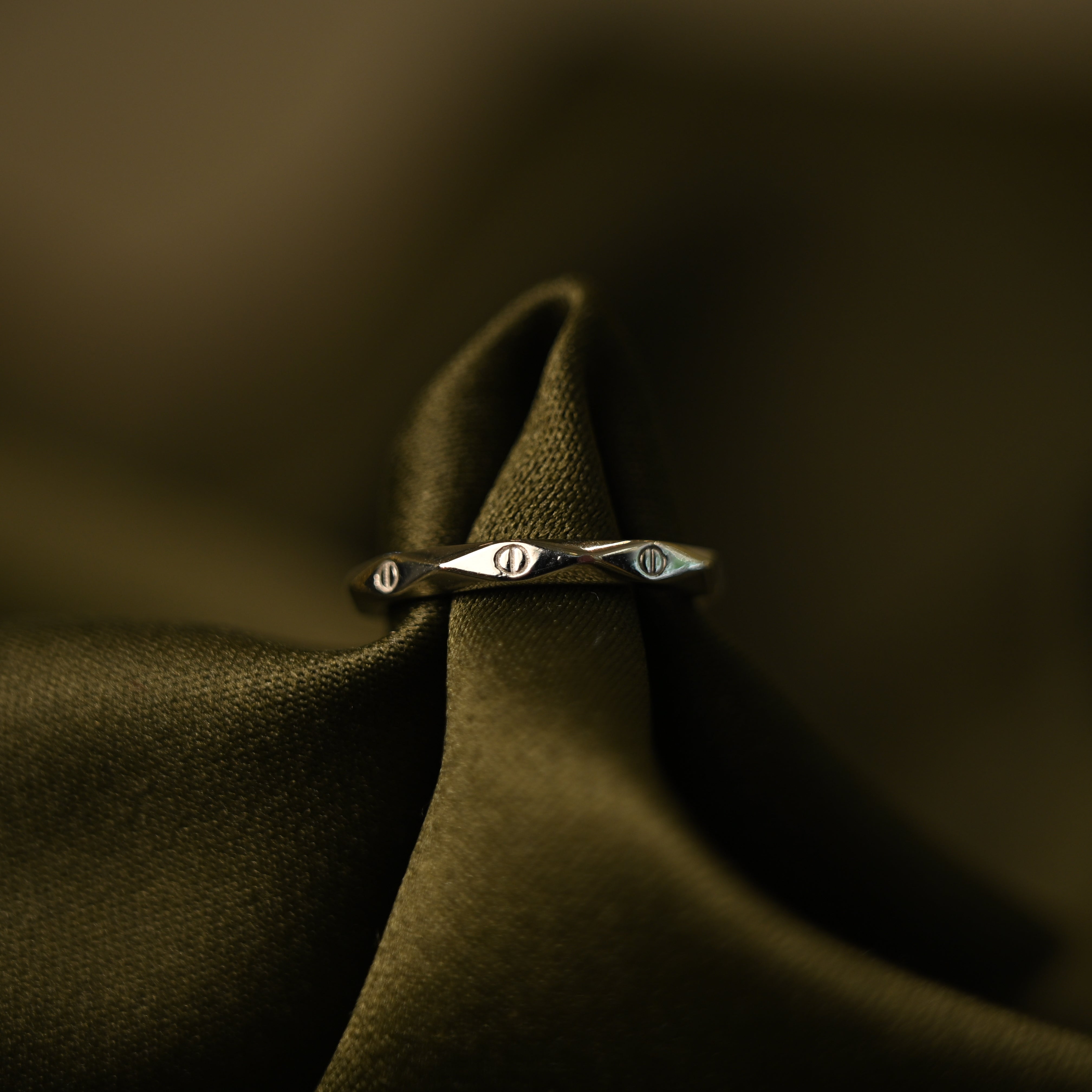 Silver Twisted Geometric Ring