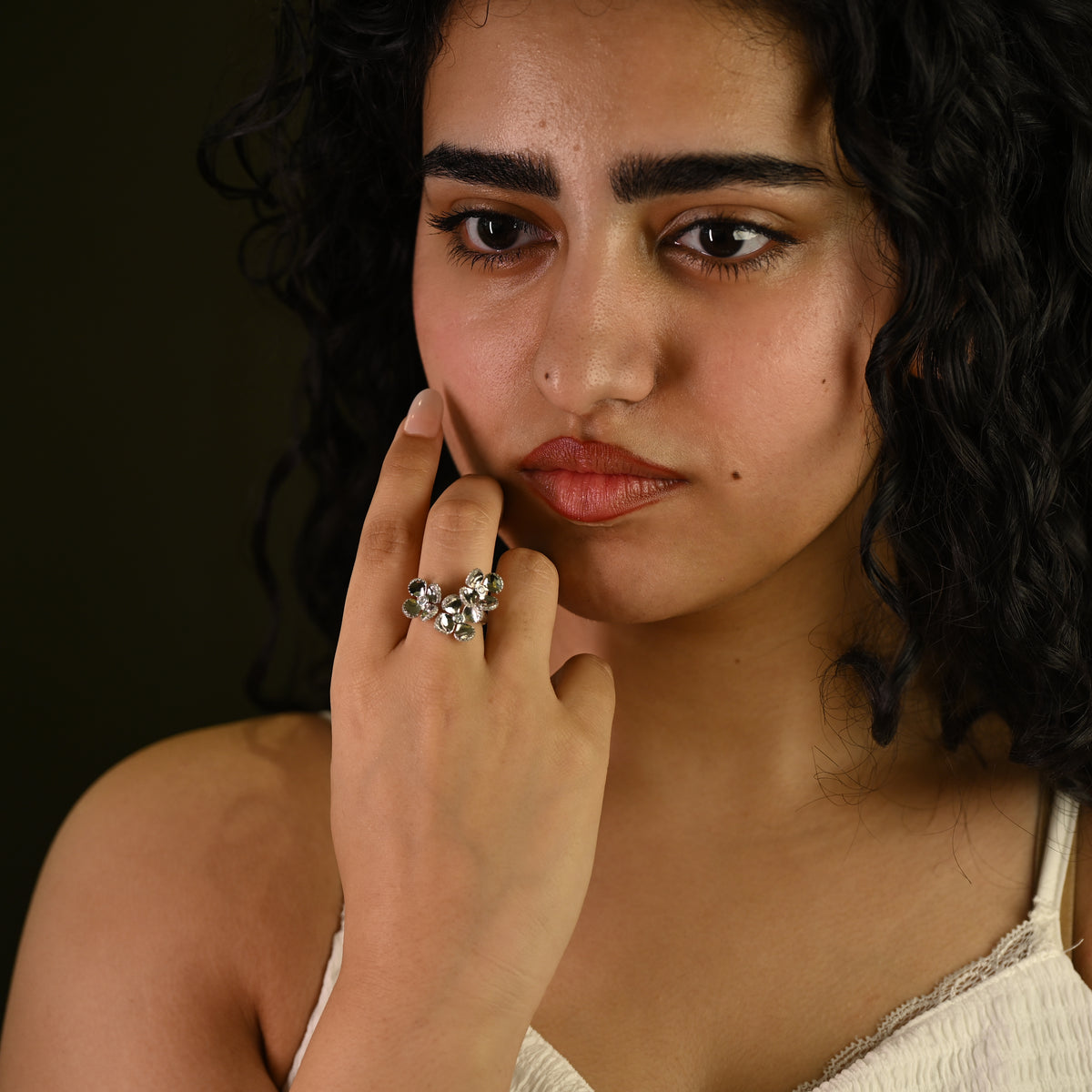 Pearl & Crystal Tree of Life Ring
